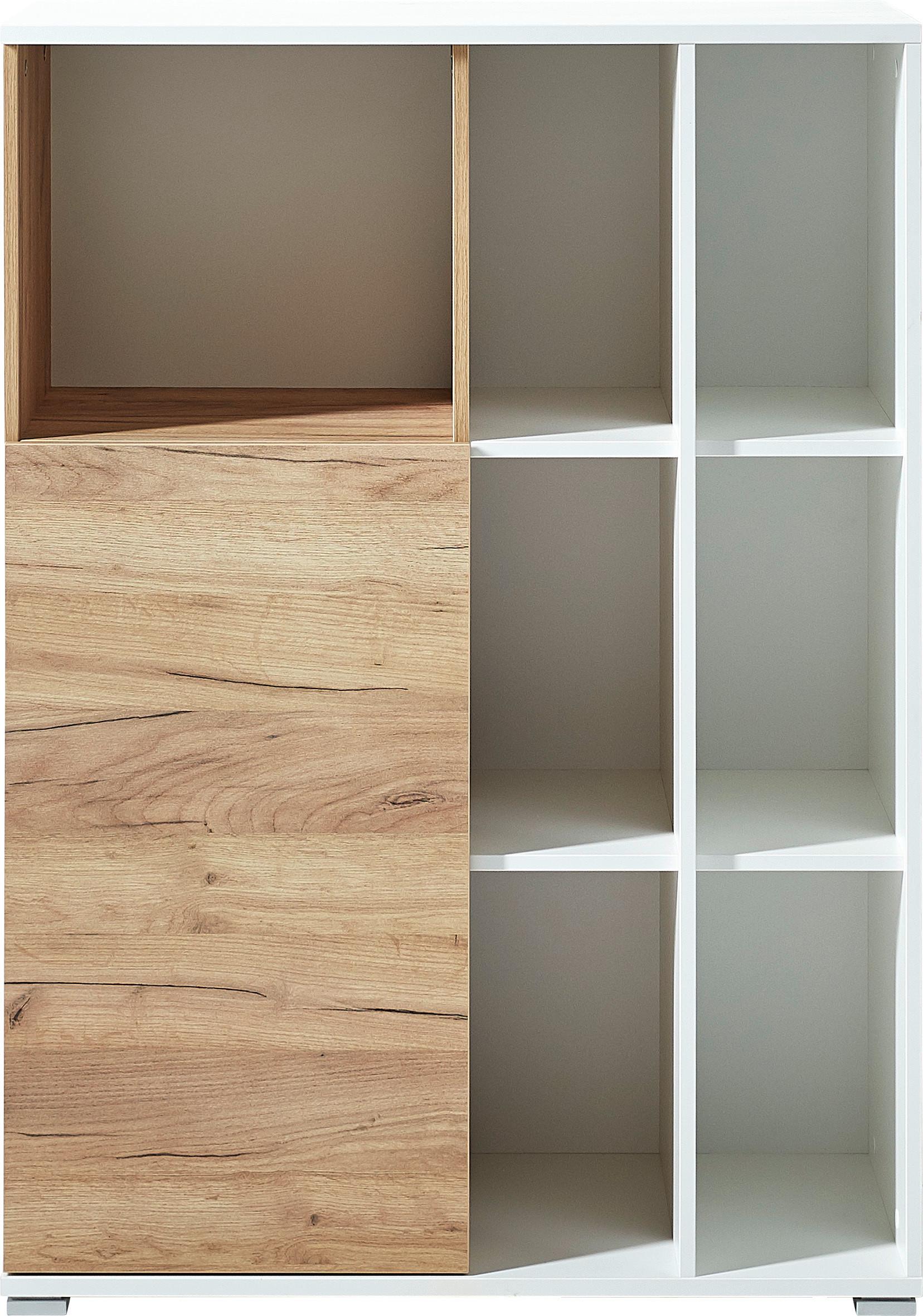 Aktenschrank in weiß und Eiche Dekor