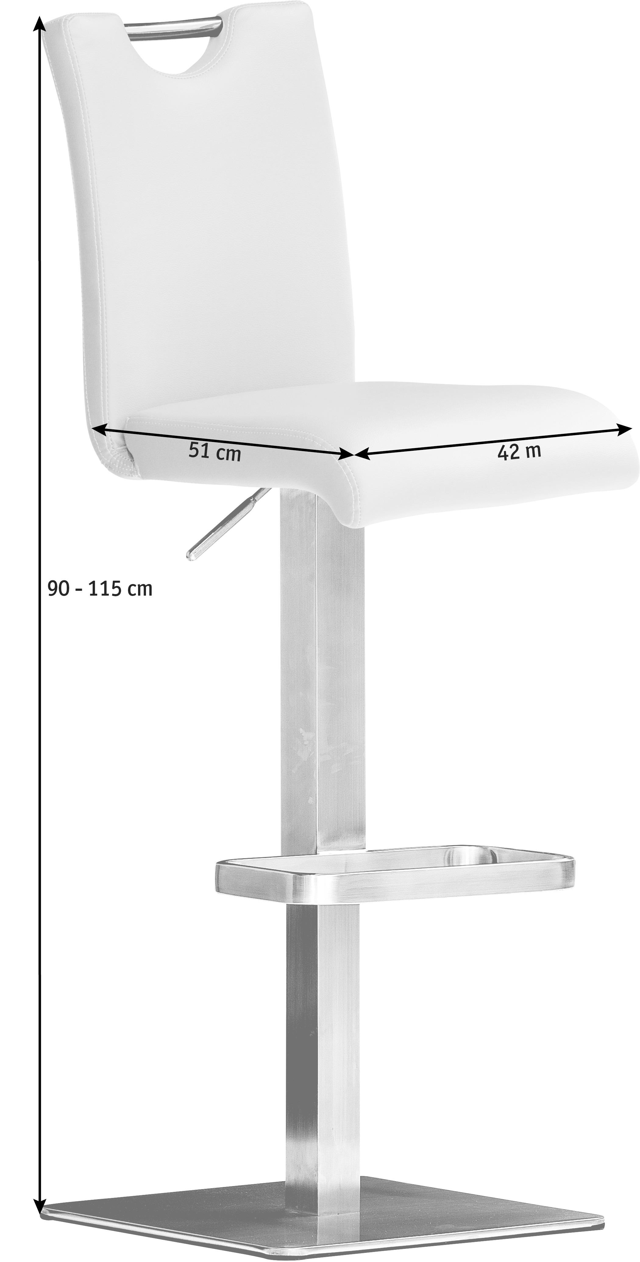 Barhocker Bardo - Edelstahlfarben/Braun, Design, Leder/Metall (40/90/50cm) - Livetastic