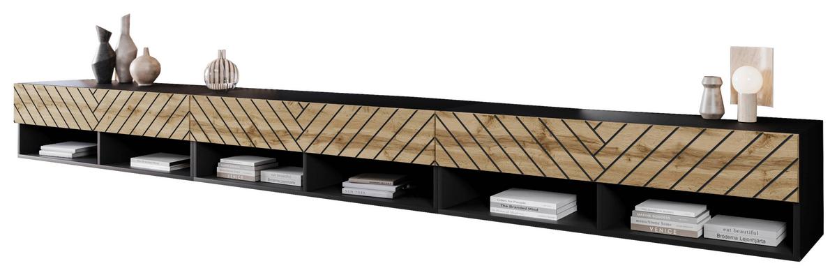 NÍZKÁ KOMODA LOWBOARD A300 MDF - šedá/černá, Lifestyle, kompozitní dřevo/plast (300/30/31cm) - Livetastic