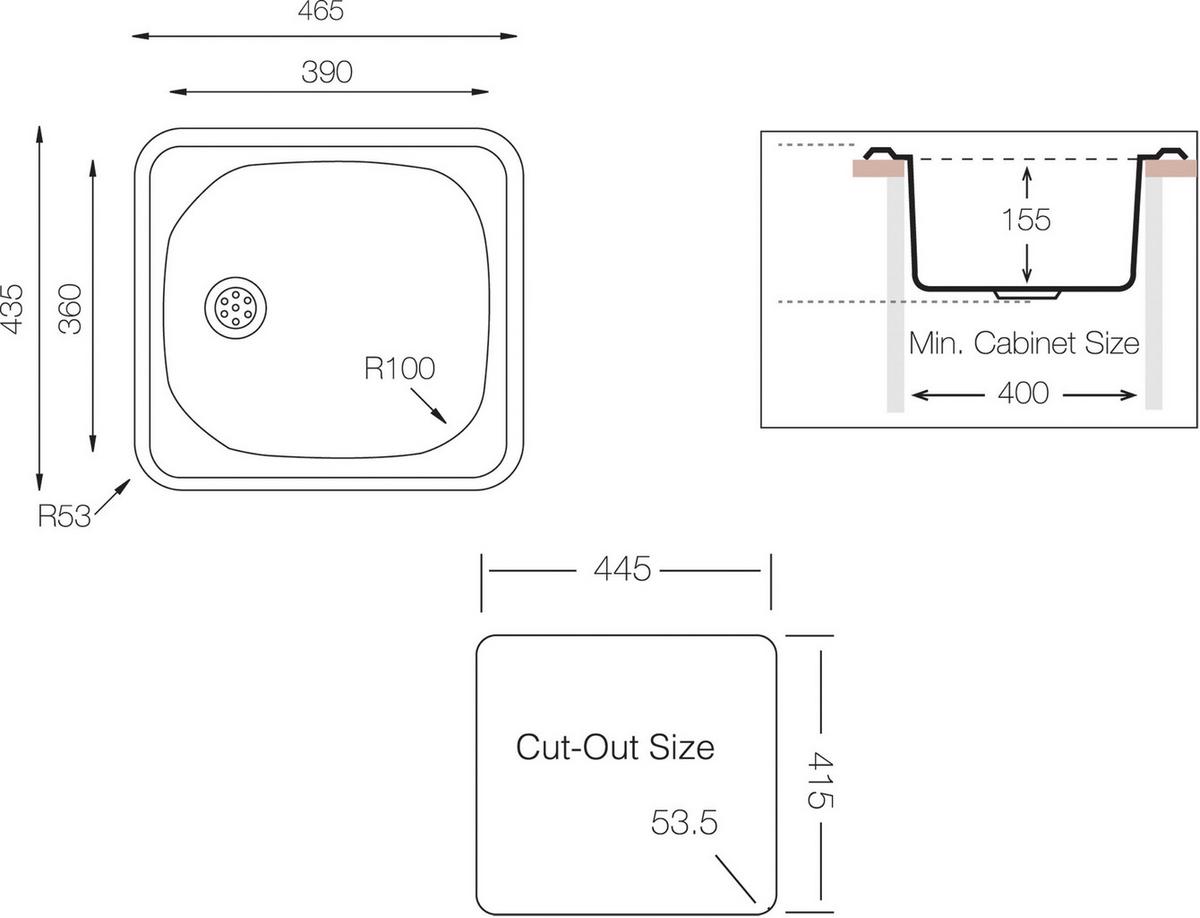 Spüle Dallas Edelstahl 46,5x15,5 Cm - Edelstahlfarben, Basics, Metall (46,5/15,5/43,5cm) - Respekta