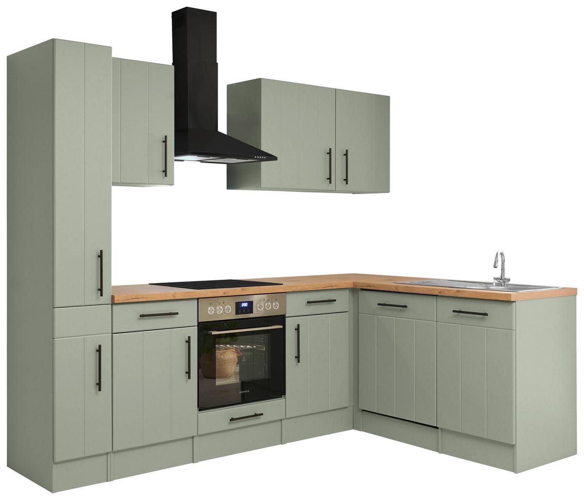 Eckküche Anton Wildeiche/Schilfgrün B: 250cm - Schilfgrün/Wildeiche, Trend, Holzwerkstoff (250/172cm) - Respekta