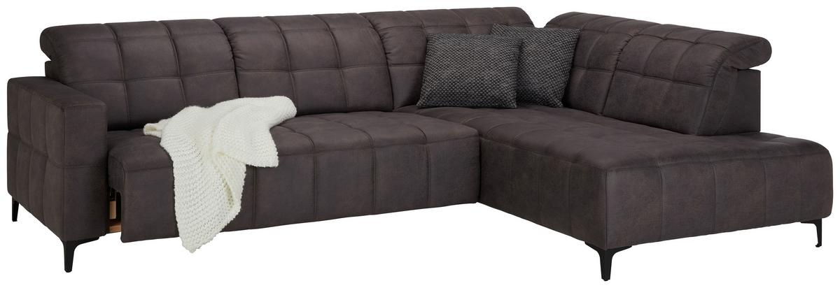 Rohová sedačka PANAMA, pravá, antracitová - čierna/antracitová, Konventionell, kov/textil (304/216cm) - Premium Living