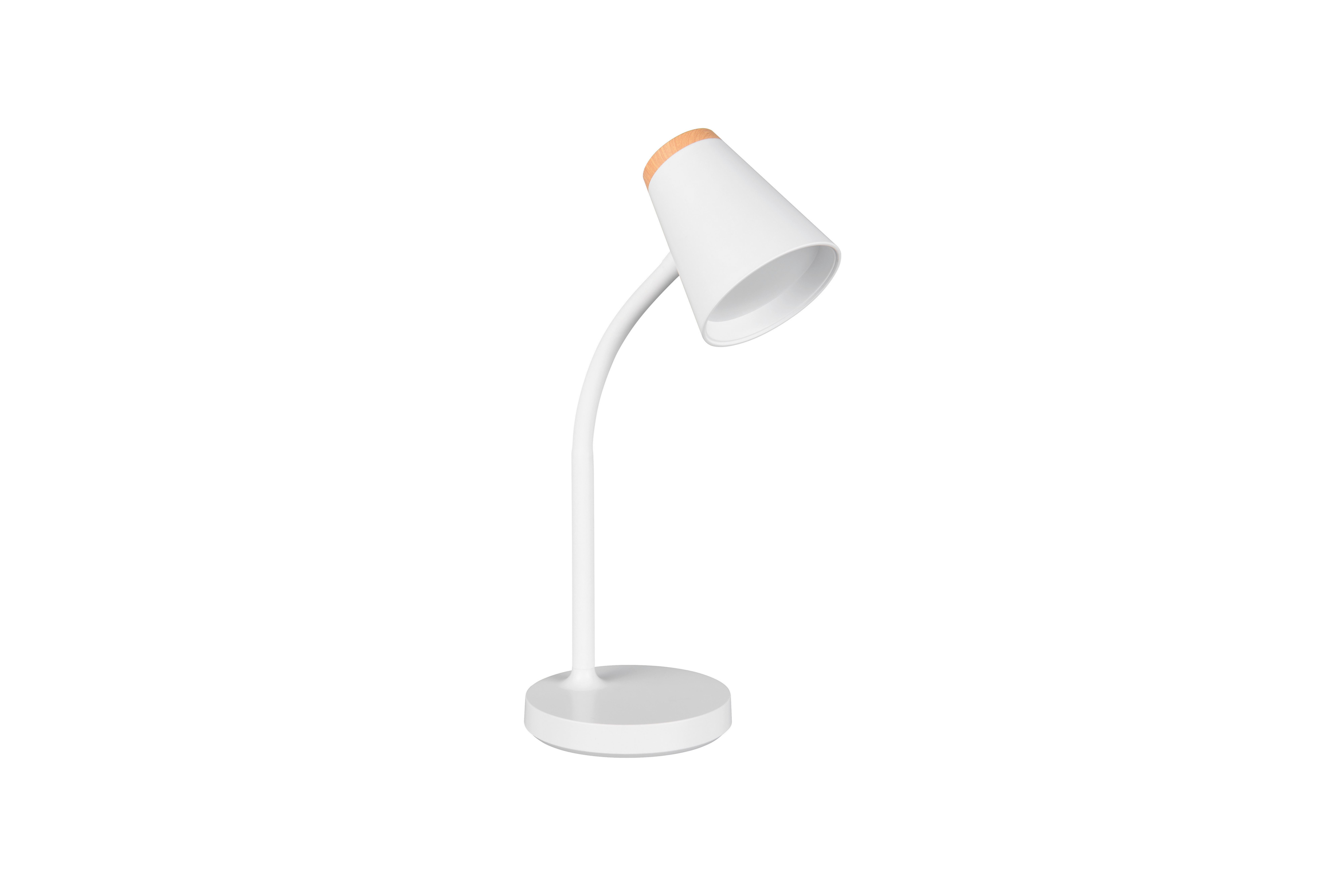 LED-Tischleuchte Pongo Braun Weiß B: 13 cm - Weiß/Braun, Basics, Kunststoff (36/13/23cm)