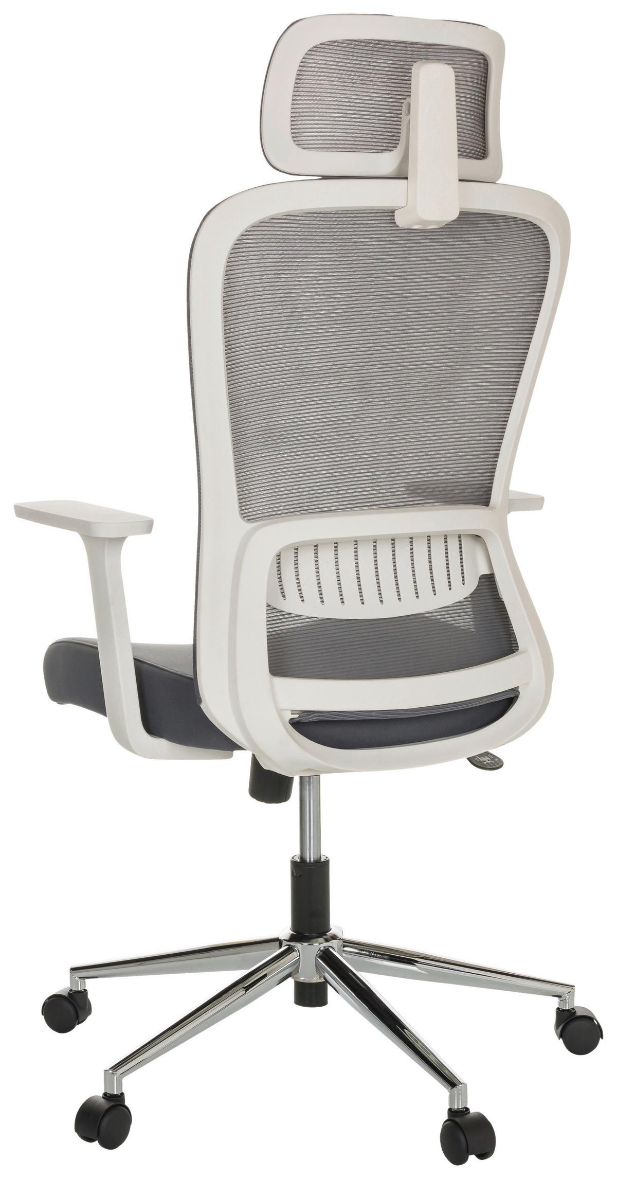 Drehstuhl Belaia W - Silberfarben/Grau, Basics, Kunststoff/Textil (66/113-130/60cm) - MID.YOU