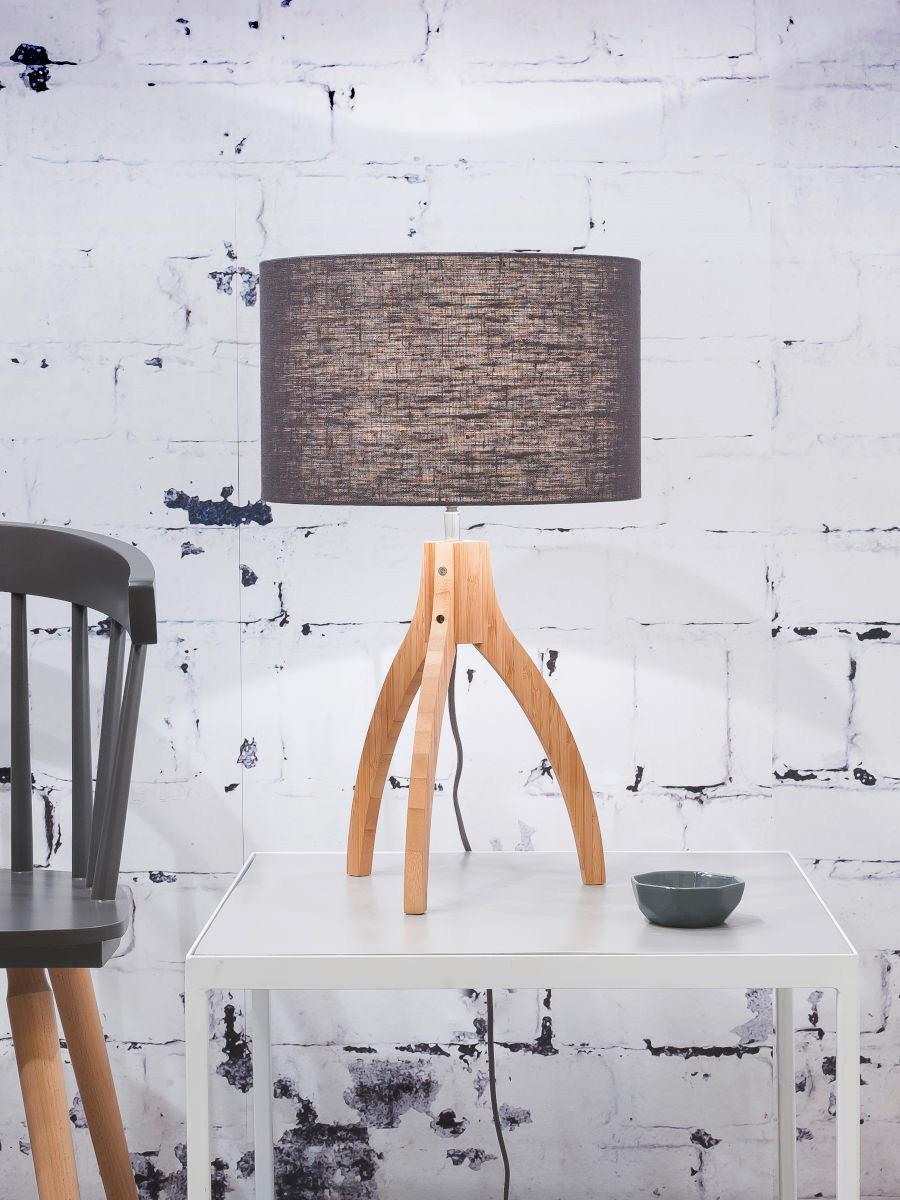 Tischleuchte Annapurna/T/3220/Dg - Dunkelgrau/Naturfarben, Trend, Holz/Textil (36/54cm) - Good & Mojo