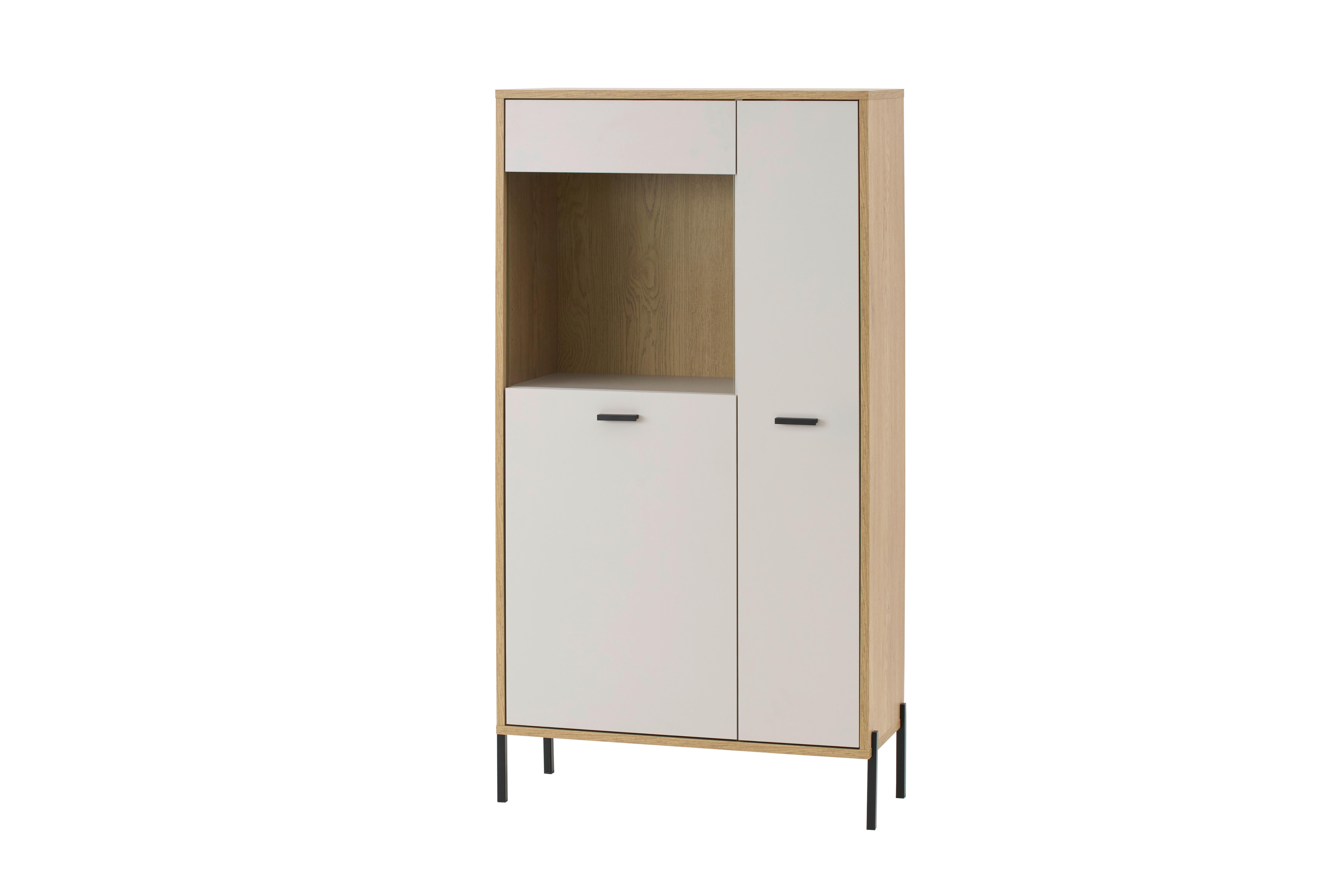 Vitrine Fredericia Eichefarben Kaschmir B: 80 cm - Kaschmir/Eichefarben, Design, Glas/Holzwerkstoff (80/150/35cm) - MID.YOU