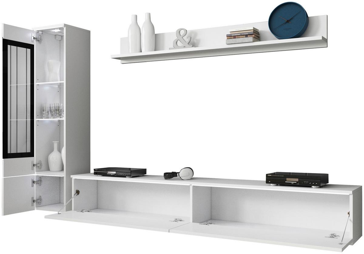 Obývacia stena VERA biela VL - sivá/biela, Lifestyle, kompozitné drevo/plast (210/130/33cm) - P & B