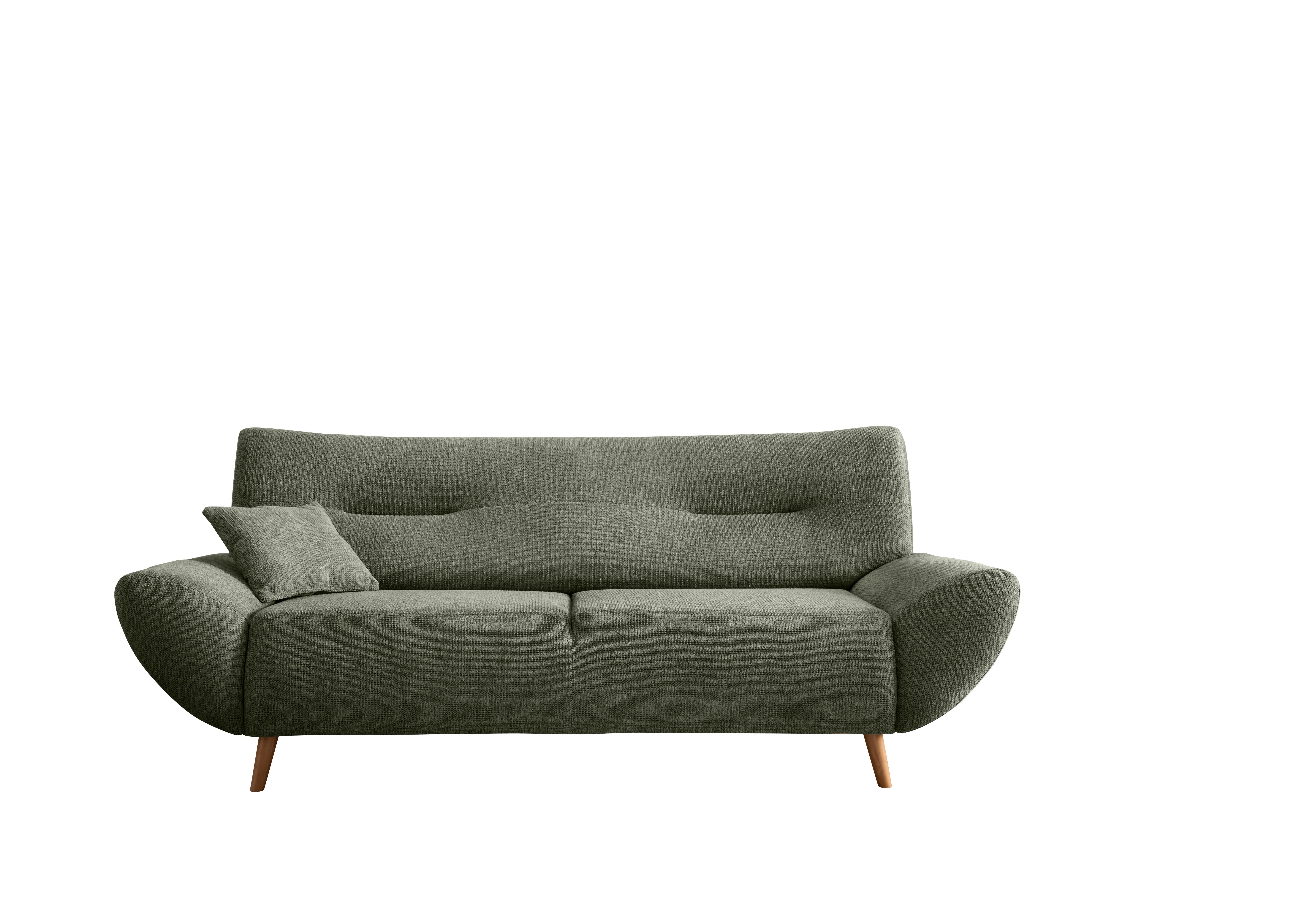 3-Sitzer-Sofa Chenille Dunkelgrün, Rücken Echt - Wildeiche/Dunkelgrün, MODERN, Textil (205/81/90cm) - MID.YOU