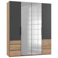Drehtürenschrank 200cm Level, Graphit/eiche Dekor - Eichefarben/Graphitfarben, MODERN, Holzwerkstoff (200/236/58cm) - MID.YOU