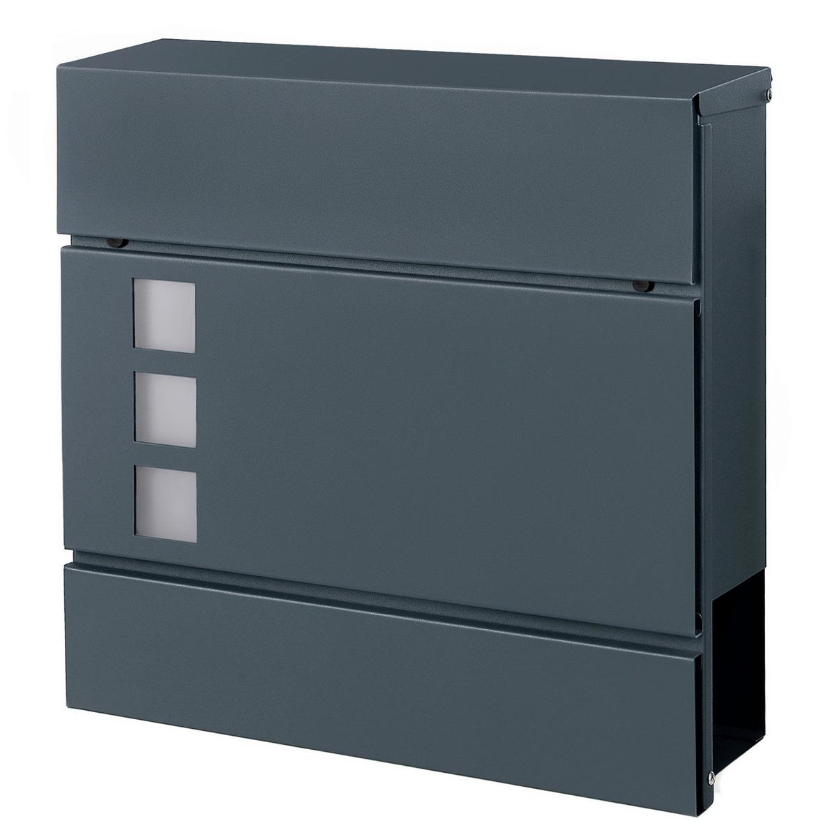 Briefkasten Dunkelgrau B: 37 Cm - Dunkelgrau, Basics, Kunststoff/Metall (37/37/10.5cm)