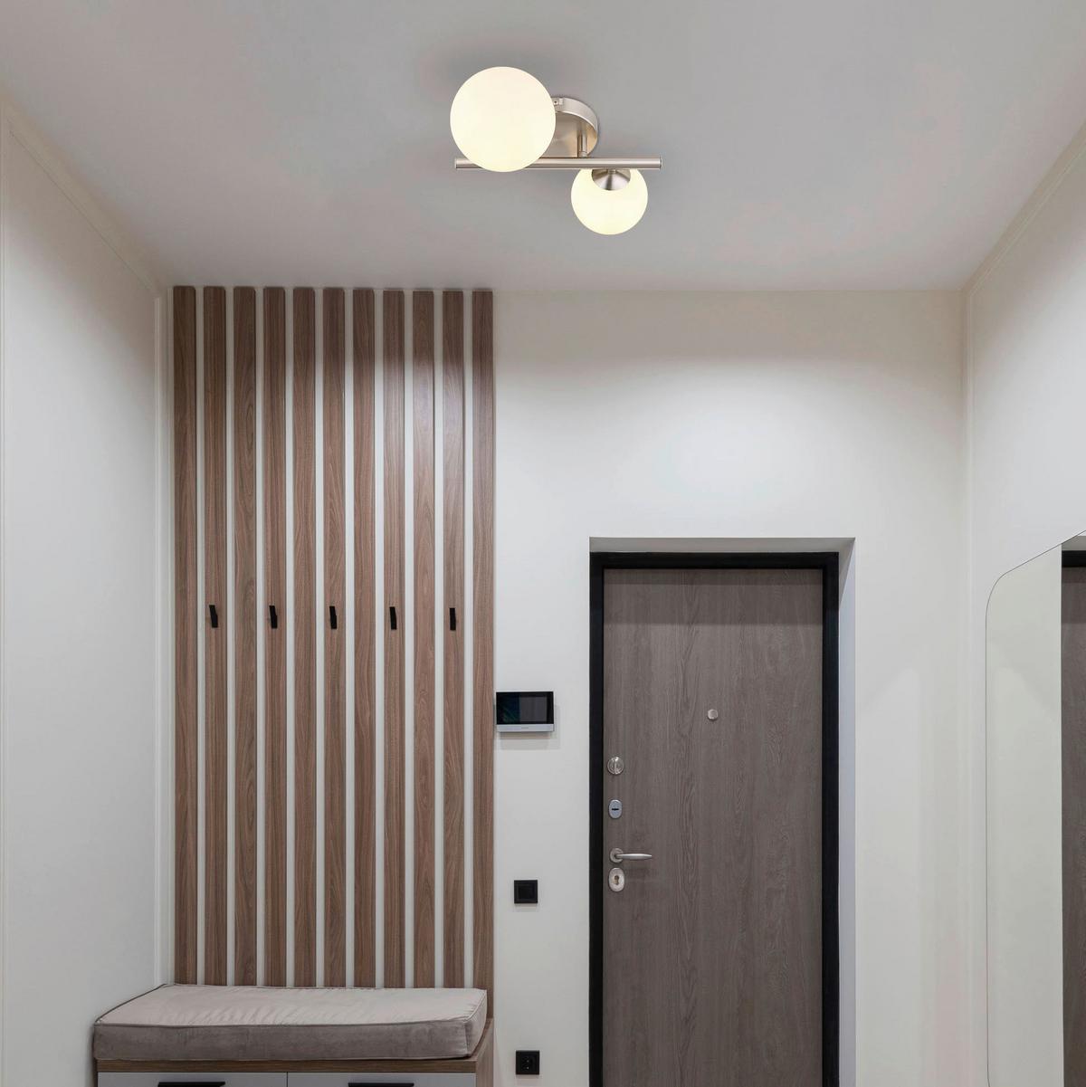 Led-wandleuchte 56140-2w - Opal/Nickelfarben, KONVENTIONELL, Glas/Metall (25/26/12,5cm) - Globo