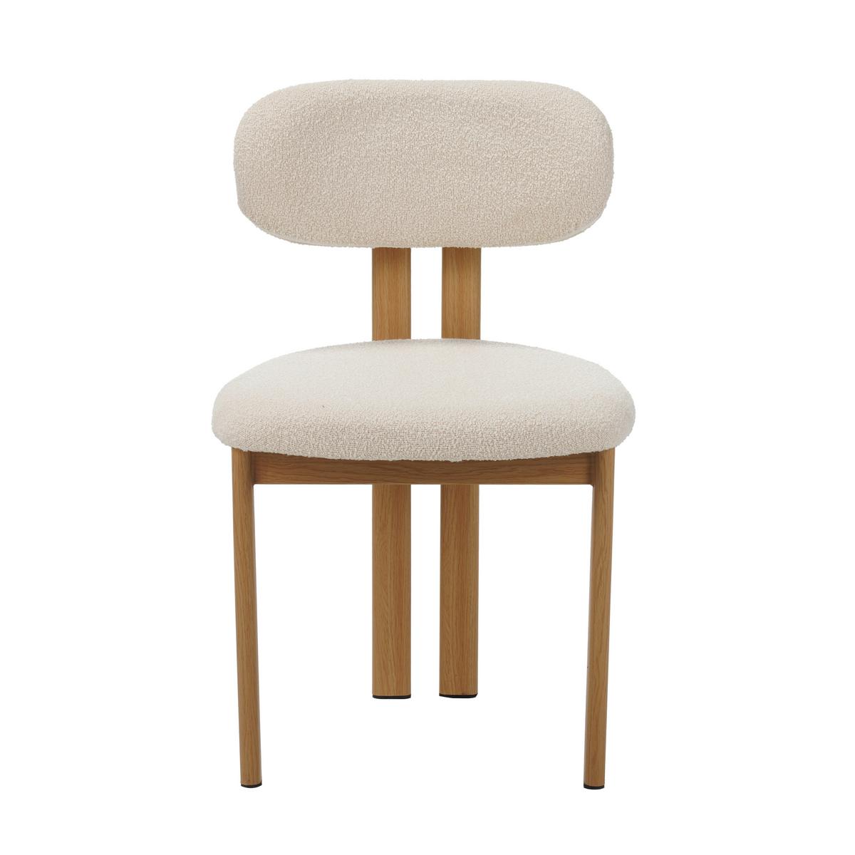 STUHL-SET Miyo Elfenbein B: 50cm - Elfenbein/Eichefarben, MODERN, Textil/Metall (50/80/52cm) - Livetastic