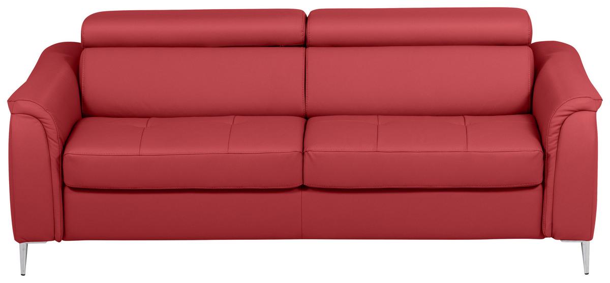 Schlafsofa Pafos Rot Lederlook, Rindsleder B: 203cm - Rot, Design, Leder/Textil (203/77-98/103cm) - MID.YOU