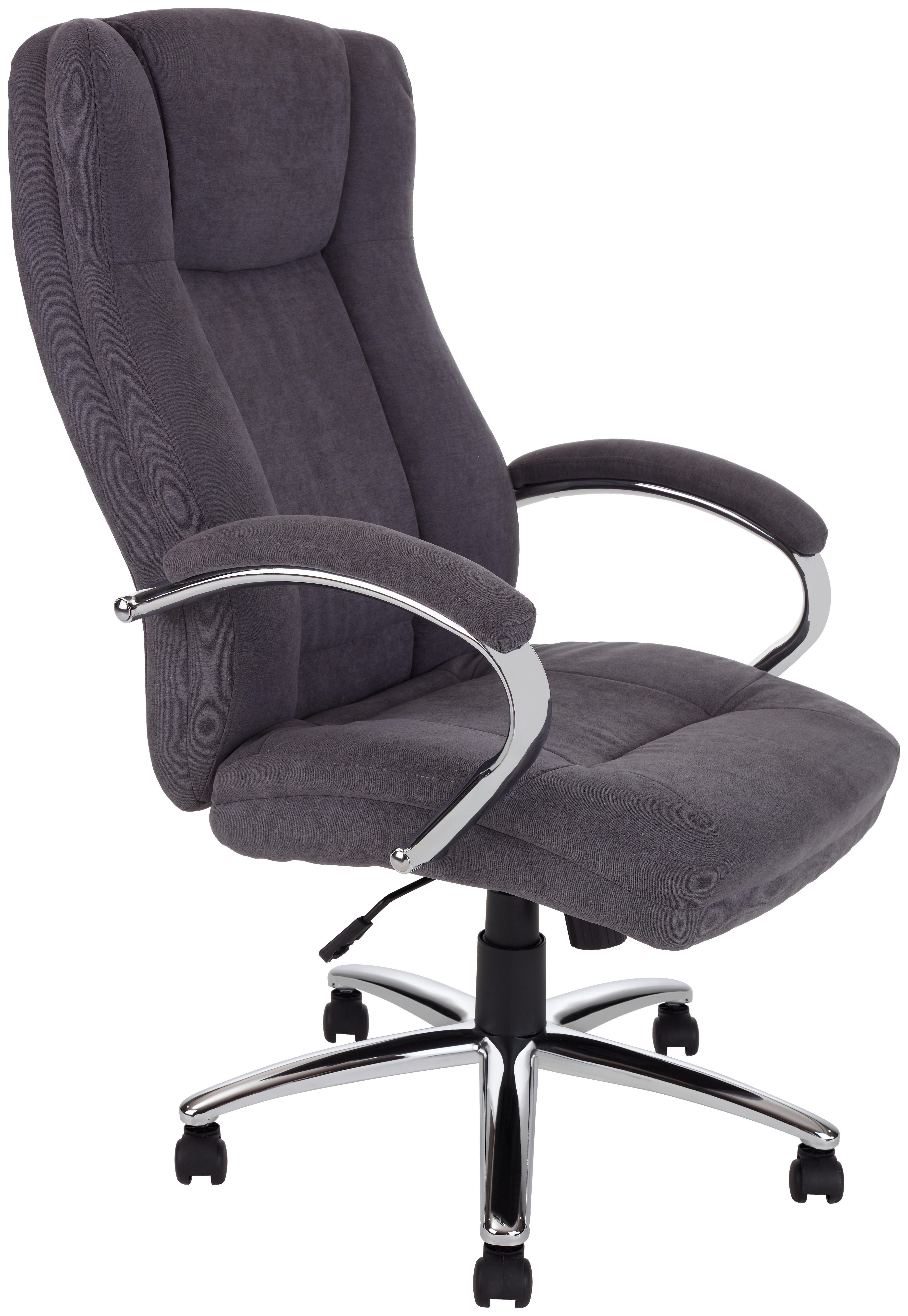 Chefsessel Big Size Mit Armlehnen Lederlook Dunkelgrau - Chromfarben/Dunkelgrau, MODERN, Kunststoff/Textil (62/111-121/76cm)