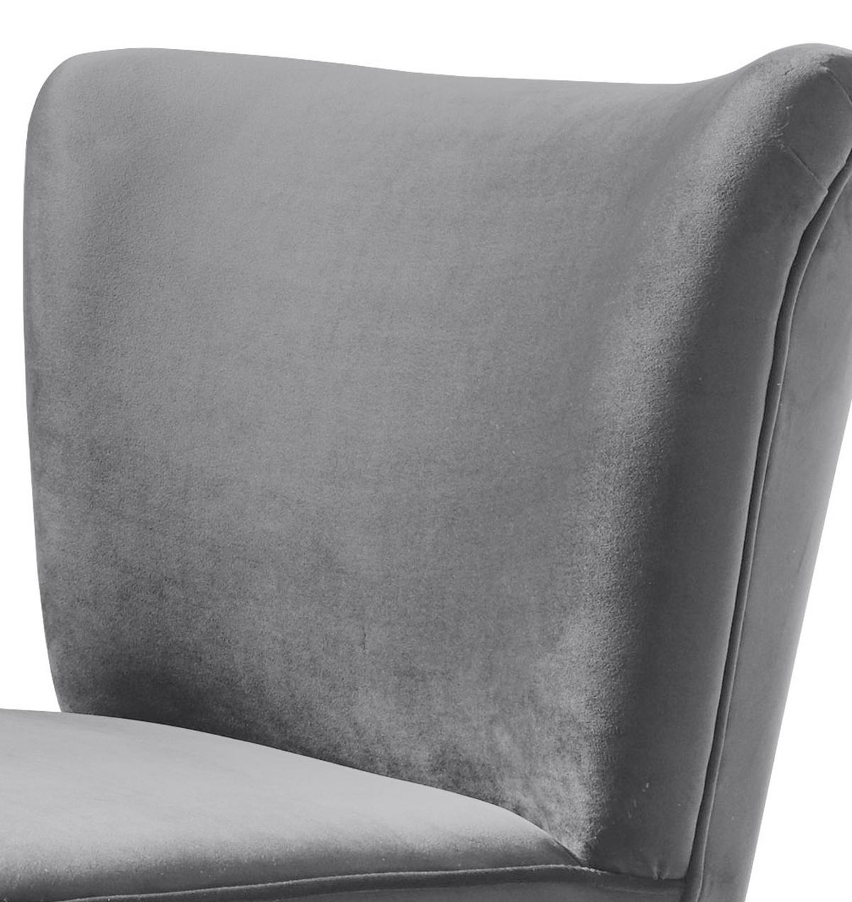 Polsterstuhl Lord Samtbezug Grau, Beine: Massivholz - Schwarz/Grau, Trend, Holzwerkstoff/Textil (65/89/70cm) - MID.YOU