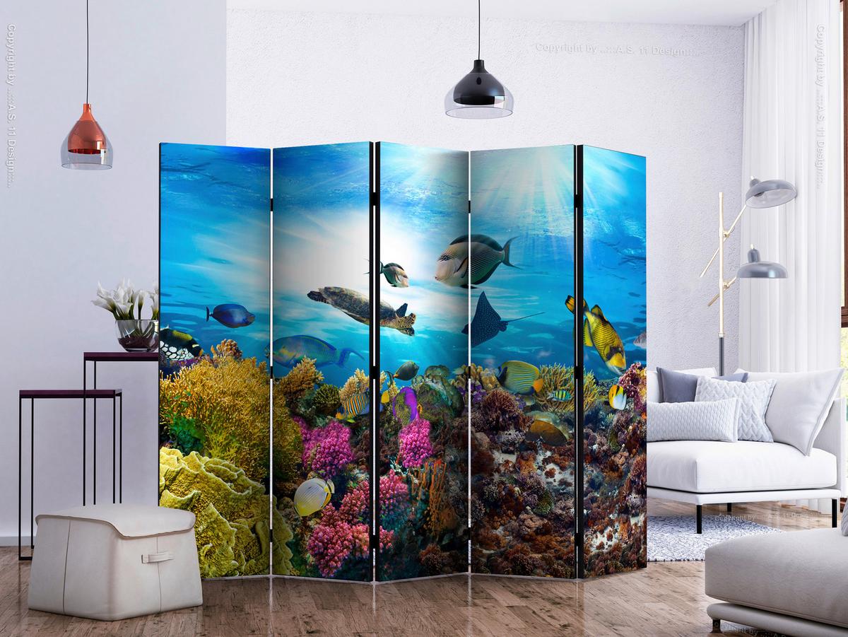 Paravent Multicolor B: 225 cm - Multicolor, Basics, Holz/Textil (225/172/3cm) - artgeist