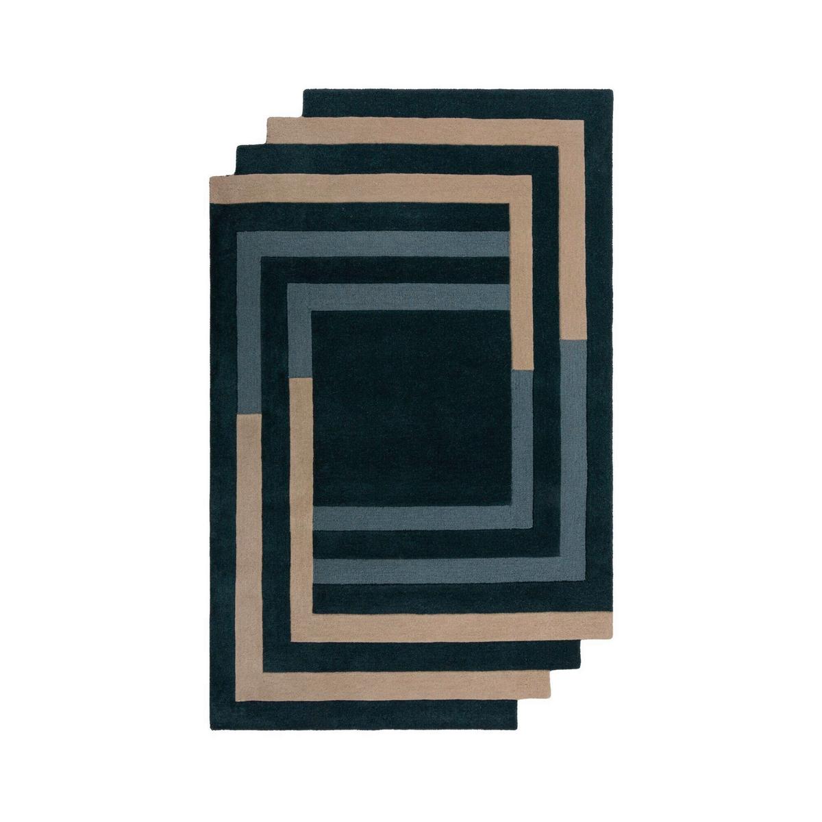 Wollteppich Labyrinth - Blau, Trend, Textil (150/240cm)