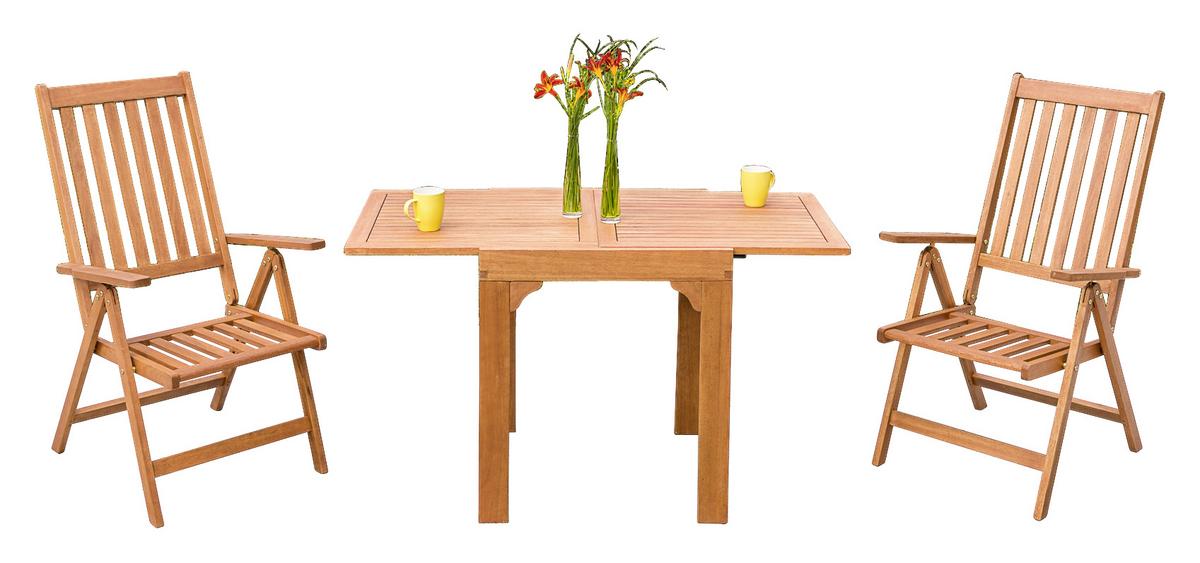 Balkontisch Ausziehbar Eukalyptus Natur - Naturfarben, KONVENTIONELL, Holz (65/77,5/130cm) - Gardenson