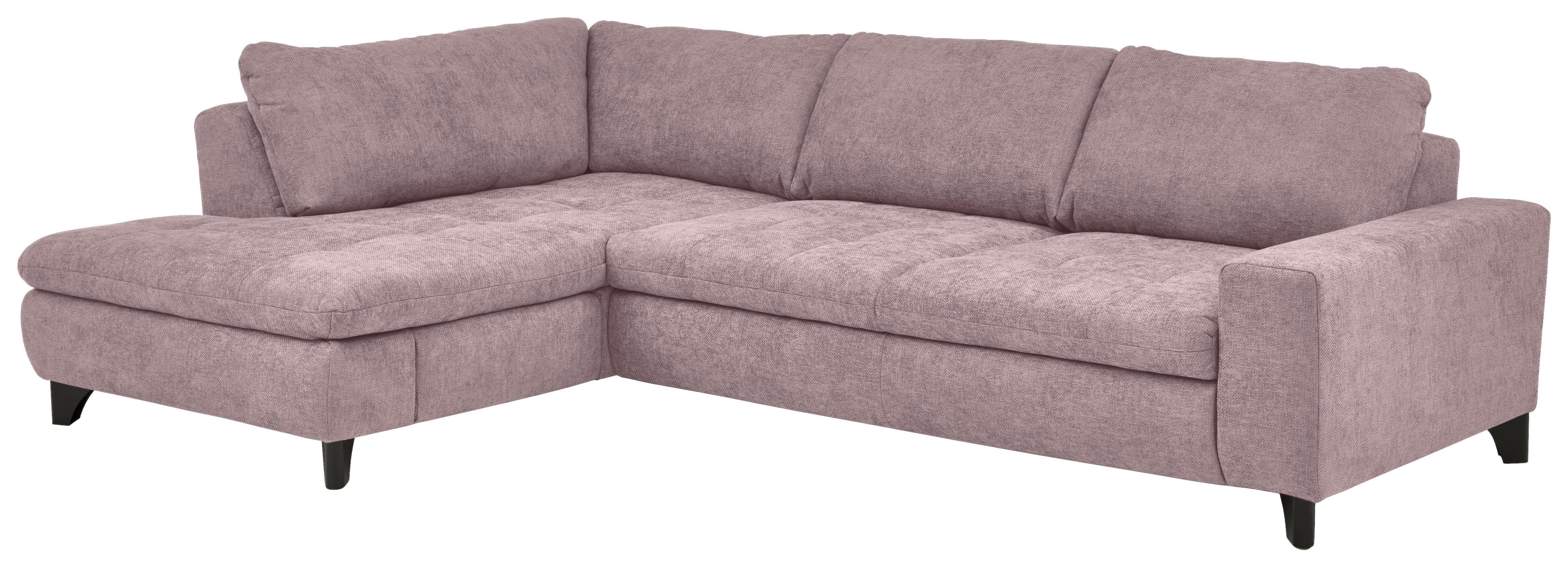 Rohová sedačka LANDO, levá, růžová žinylka PIA,bez funkcí - růžová/černá, Moderní, kov/textil (197/289cm) - Premium Living