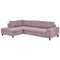 Rohová sedačka LANDO, levá, růžová žinylka PIA,bez funkcí - růžová/černá, Moderní, kov/textil (197/289cm) - Premium Living