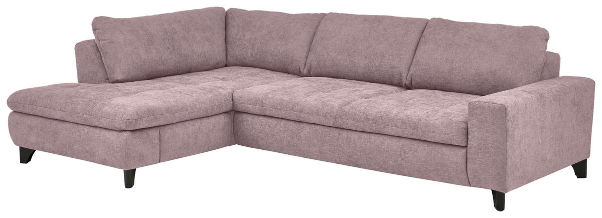 Rohová sedačka LANDO, levá, růžová žinylka PIA,bez funkcí - růžová/černá, Moderní, kov/textil (197/289cm) - Premium Living