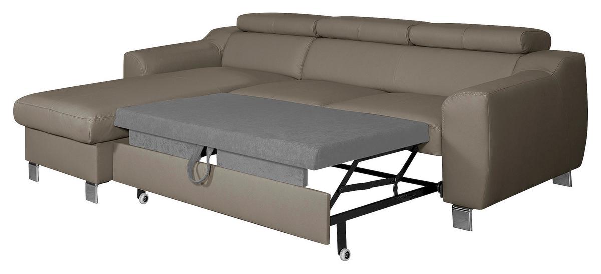 Ecksofa Aspen Taupe S: 176 Cm - Taupe/Chromfarben, Design, Leder/Textil (176/242cm) - Livetastic