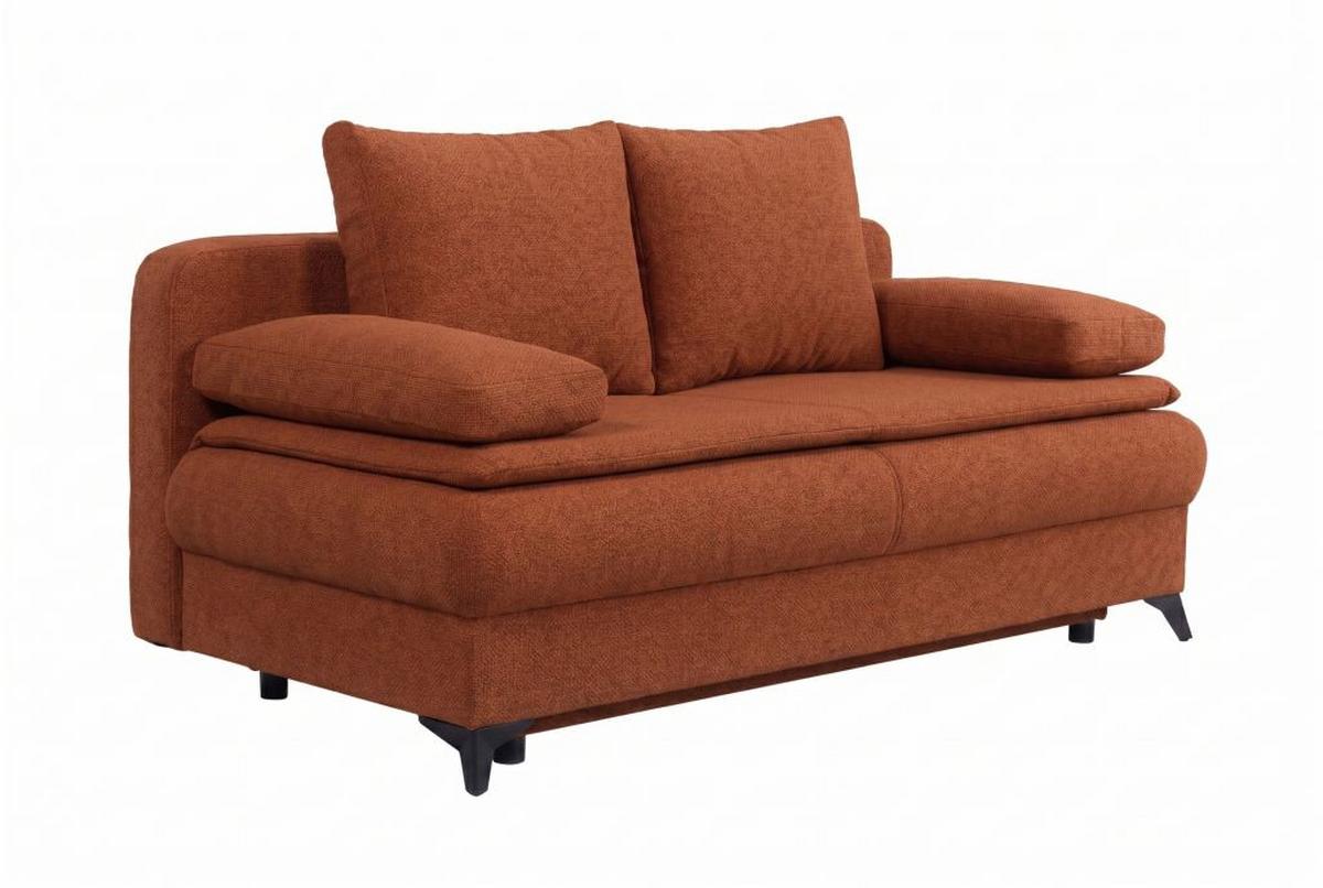 Rozkladacia pohovka KEN, hrdzavá - oranžová/čierna, Konventionell, kompozitné drevo/textil (209/105cm) - Based