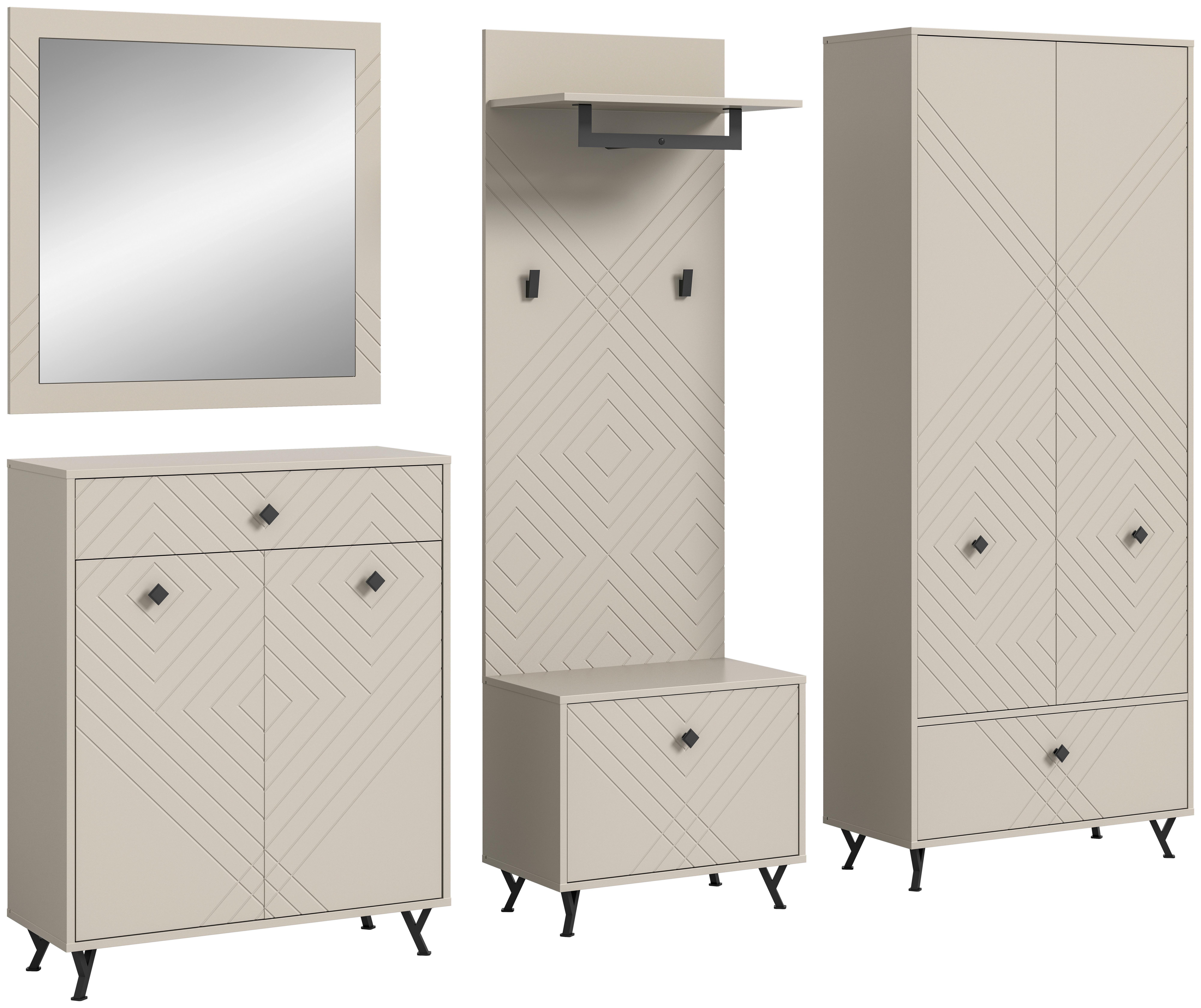 Predsieňový nábytok 5-dielne - Design, kompozitné drevo (250/190/35cm) - MID.YOU