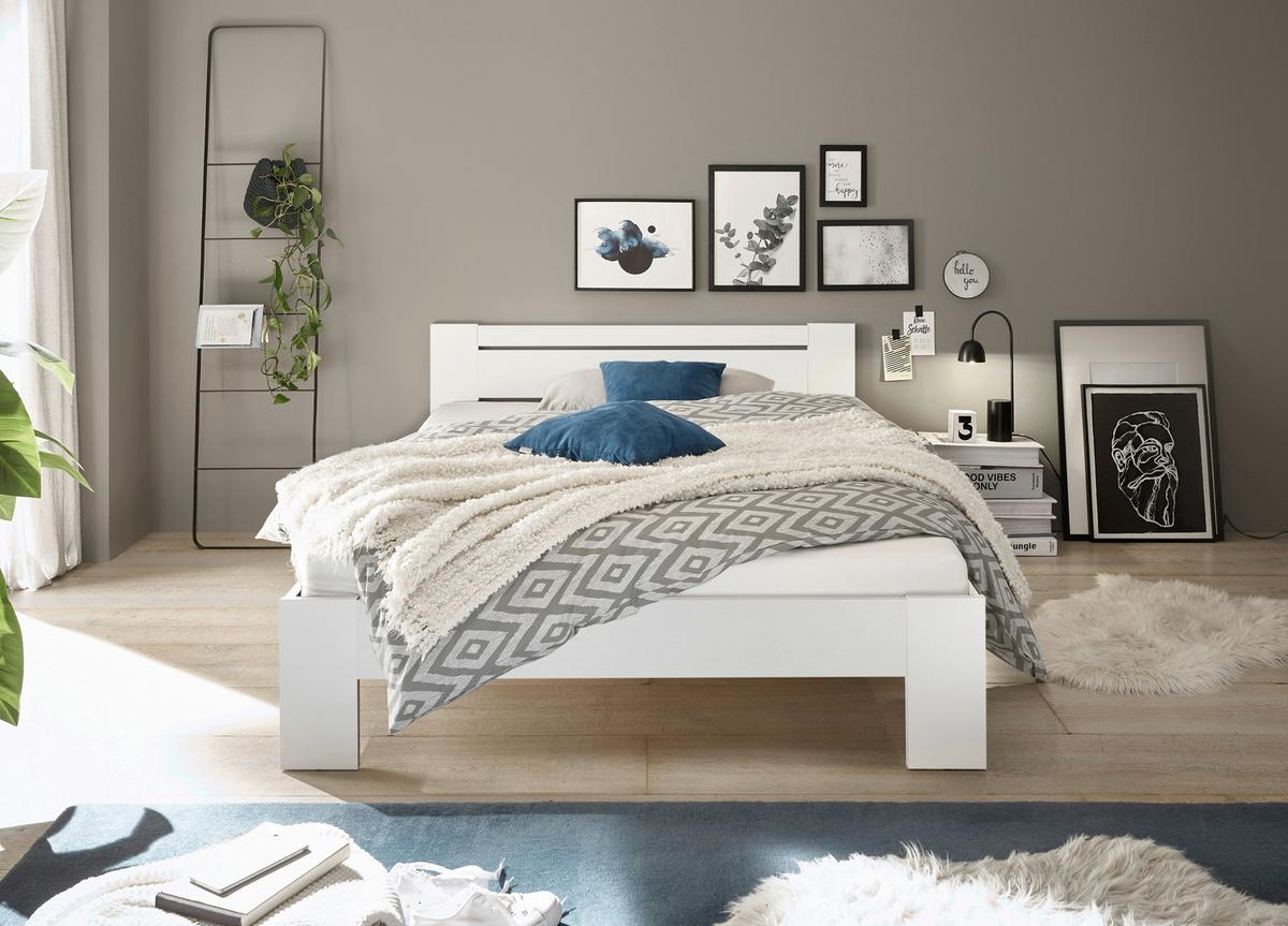 Bett Cannes 140 Weiß 140x200 - Weiß, KONVENTIONELL, Holzwerkstoff (140/200cm) - Ondega