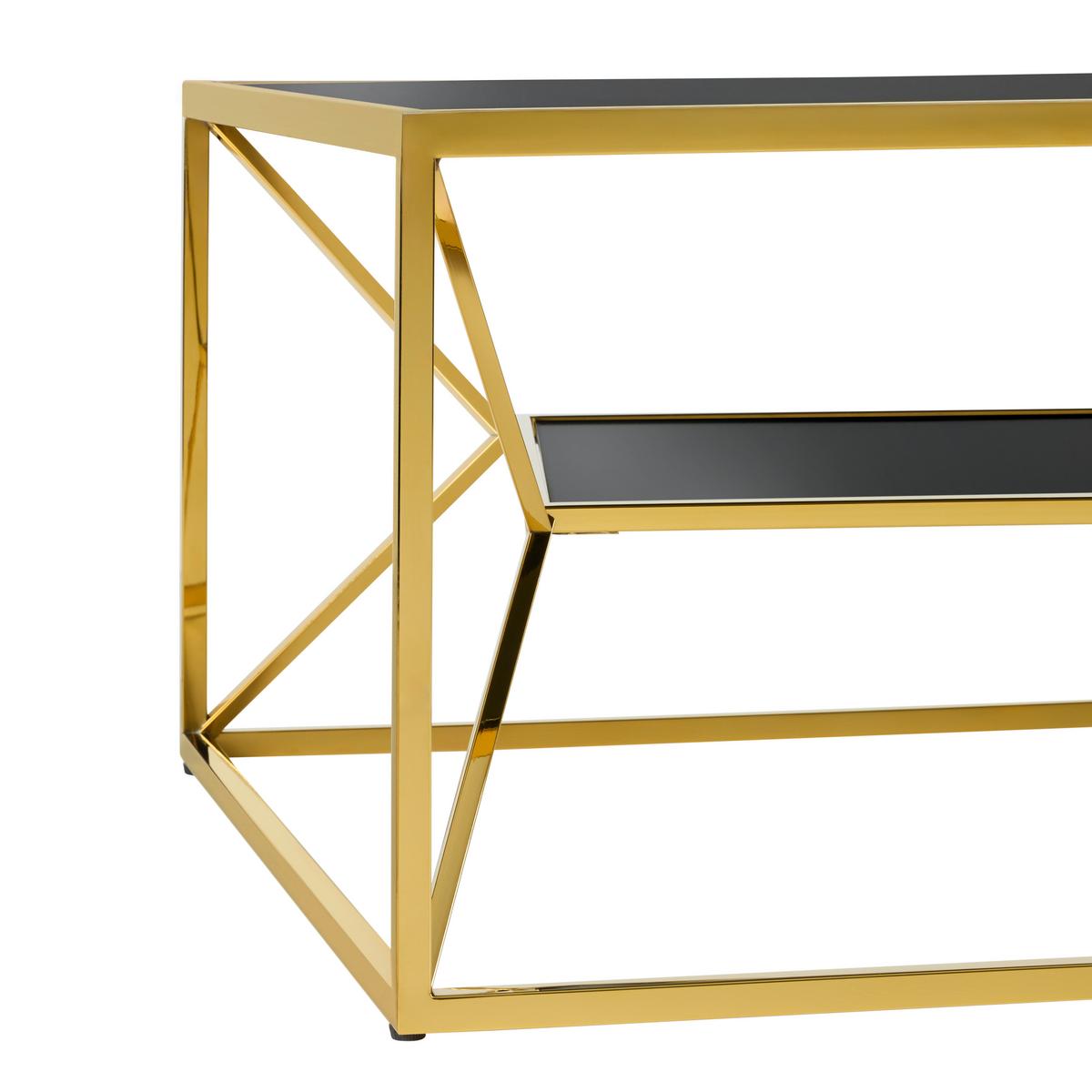 KONFERENČNÝ STOLÍK ANGEL II - čierna/zlatá, Modern, kov/sklo (70/70/38cm) - Mömax