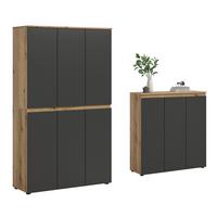 Garderobenschrank Scarpa Eiche Dekor, Anthrazit B:175cm - Eichefarben/Anthrazit, Design, Holzwerkstoff (235/175/37cm) - Livetastic