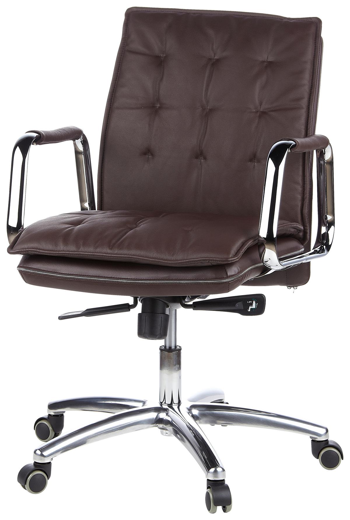 Chefsessel Villa Braun Bis 120 Kg - Silberfarben/Braun, Basics, Leder/Kunststoff (60/109/48cm) - MID.YOU