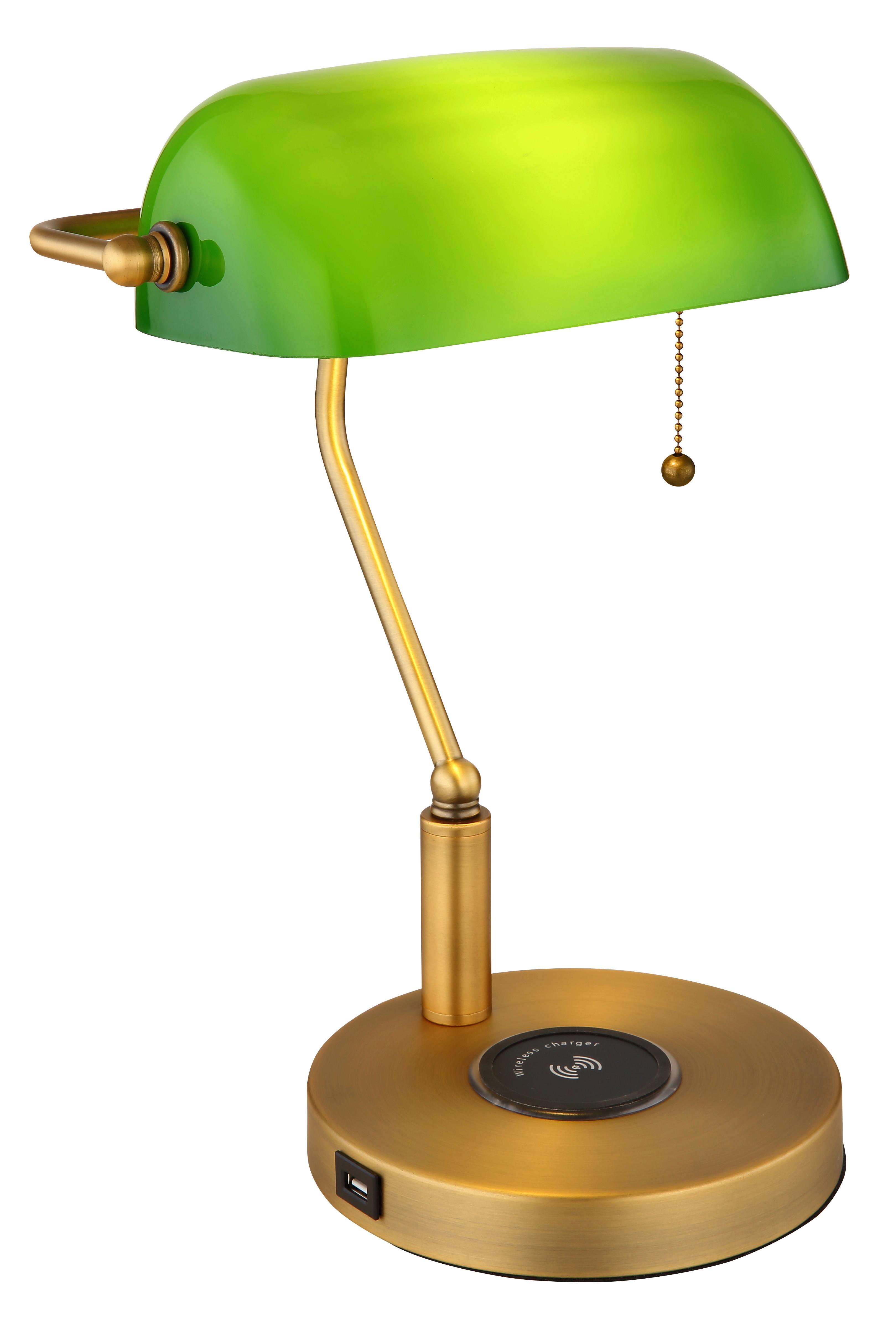 Tischleuchte 2491w - Messingfarben/Weiß, KONVENTIONELL, Glas/Metall (26,5/25/36cm) - Globo