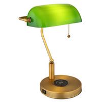 Tischleuchte 2491w - Messingfarben/Weiß, KONVENTIONELL, Glas/Metall (26,5/25/36cm) - Globo