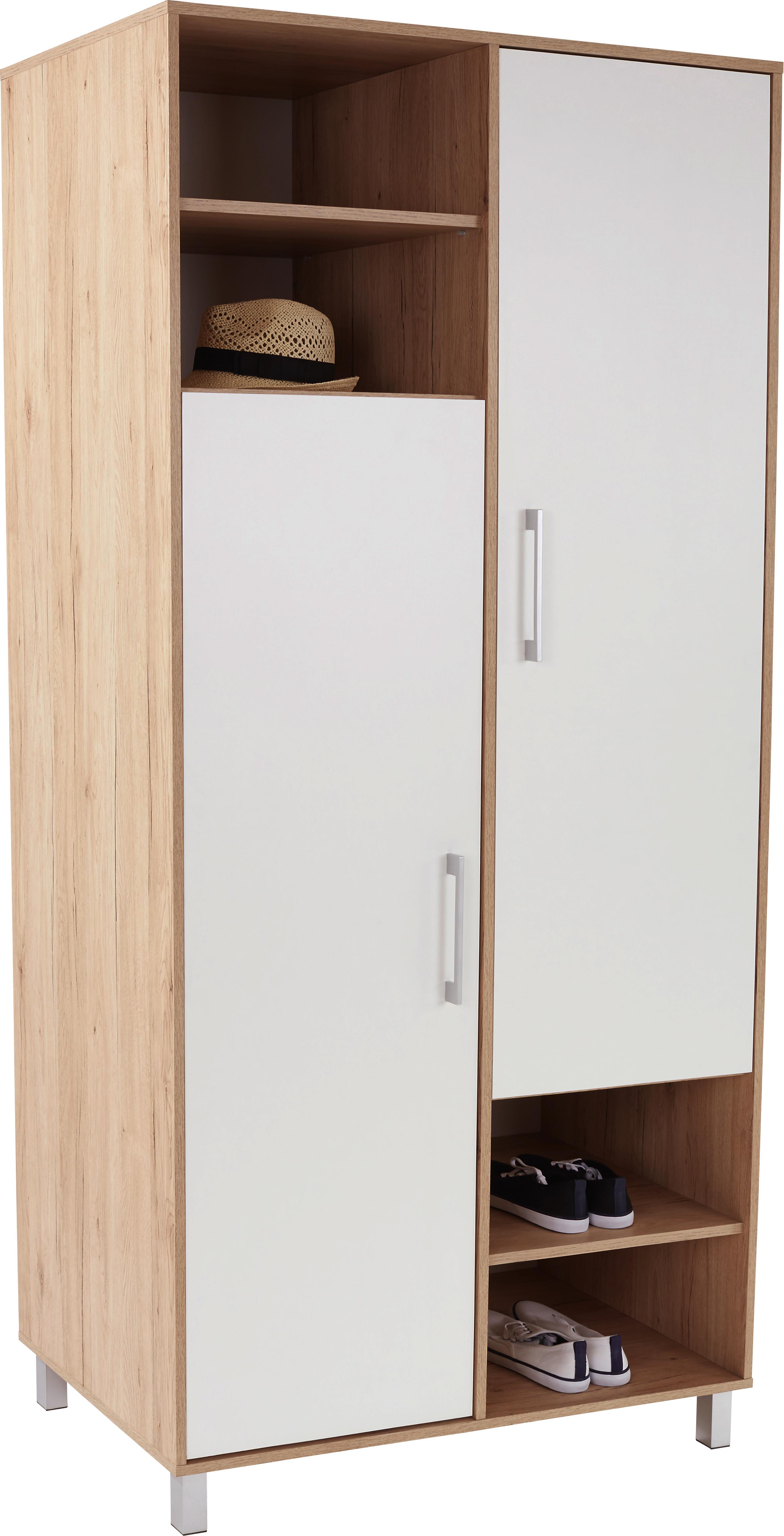 Kleiderschrank Box B:98cm Alpinweiß/san Remo Eiche Dekor - Eichefarben/Weiß, MODERN, Holzwerkstoff (98/205/55cm)