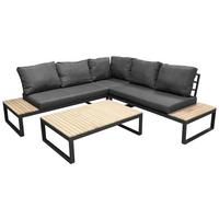 Loungegarnitur Panama - Dunkelgrau/Grau, KONVENTIONELL, Holz/Textil (225/225cm) - Gardenson