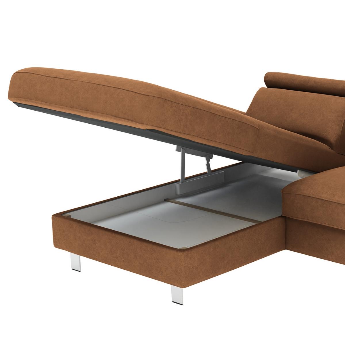 Ecksofa Elvis, Braun S: 182x259 Cm - Silberfarben/Braun, KONVENTIONELL, Textil (182/259cm) - Trendmanufaktur