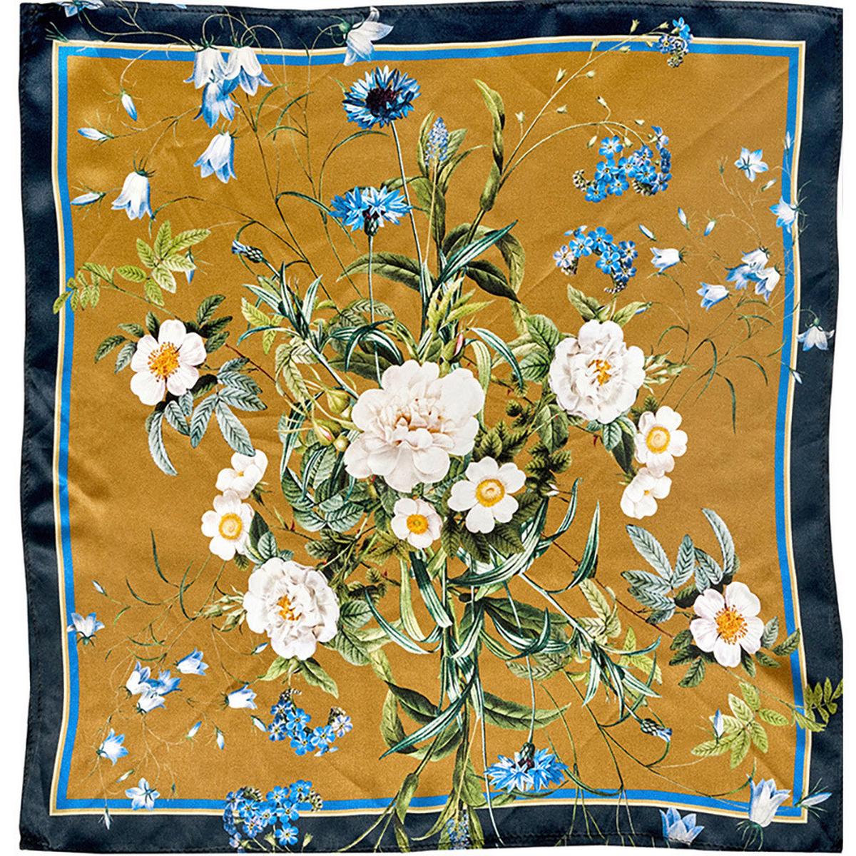 SCHAL BLUE FLOWER GARDEN GOLDJL - Goldfarben, Basics, Textil (90/90cm)