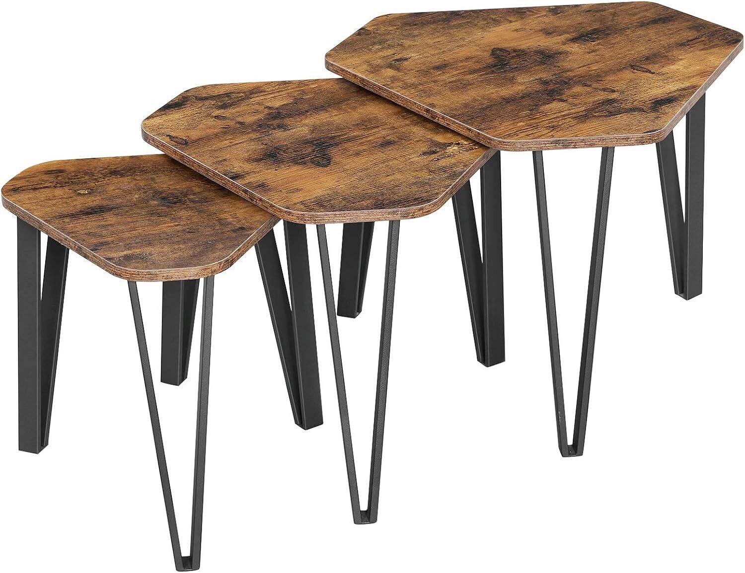 Beistelltischset Schwarz, Dunkelbraun B: 58,5cm - Dunkelbraun/Schwarz, Trend, Holzwerkstoff/Metall (58,5/45,5/58,5cm) - MID.YOU