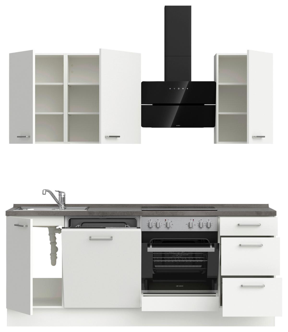 KÜCHENLEERBLOCK TOUCH HIGH - LINE, H5 RECHTS - Weiß/Grau, MODERN, Holzwerkstoff (210cm) - Nobilia