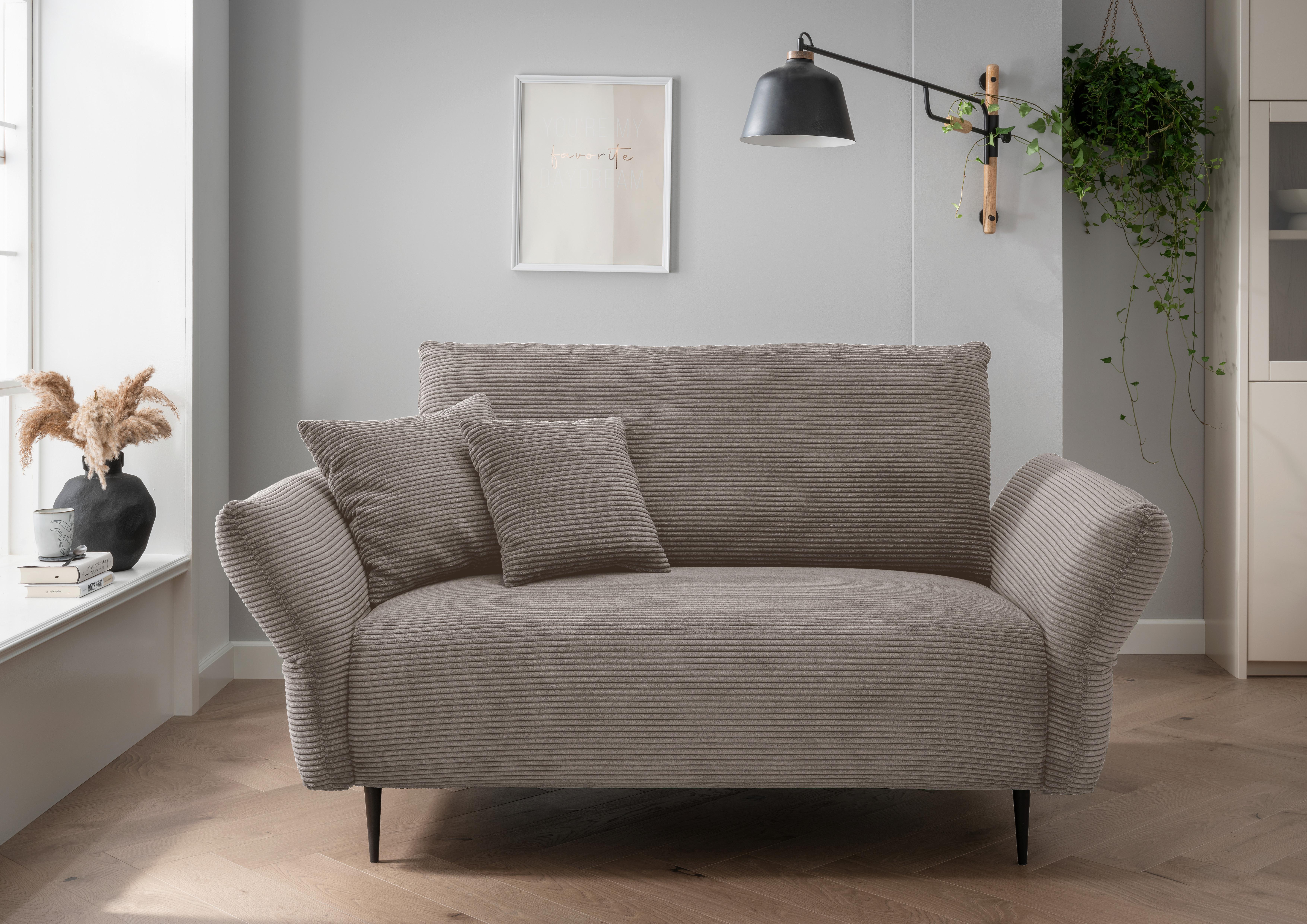 2-sitzer-sofa Vanilla Graubraun Cord - Graubraun/Schwarz, Design, Textil (163/97/102cm) - Livetastic