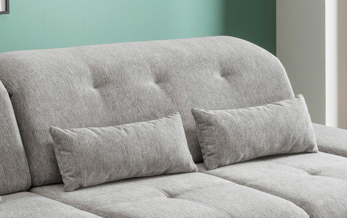Ecksofa Mit Schlaffunktion Dalida Silberfarben Chenille - Chromfarben/Silberfarben, Design, Textil (196/300cm) - Livetastic