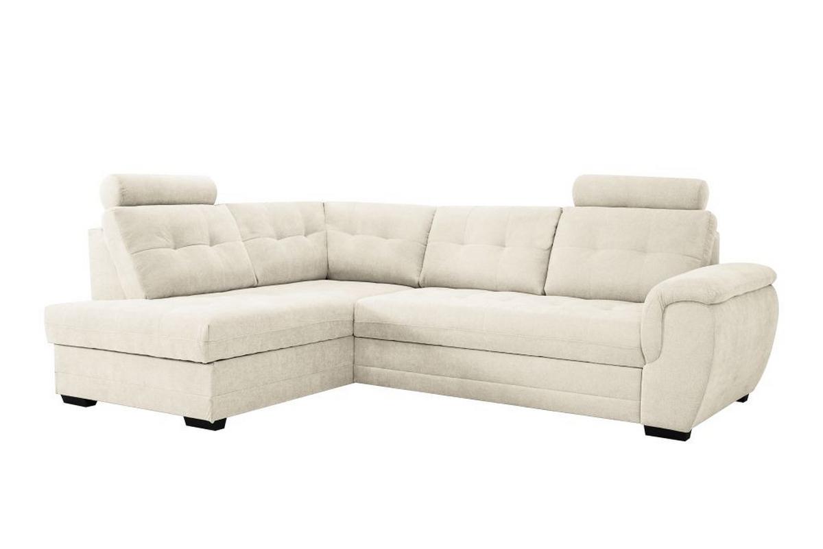 Rohová sedačka FALCO, ľavá, krémová ženilka,2x op.hlavy - čierna/krémová, Konventionell, drevo/kompozitné drevo (183/251cm) - Ondega