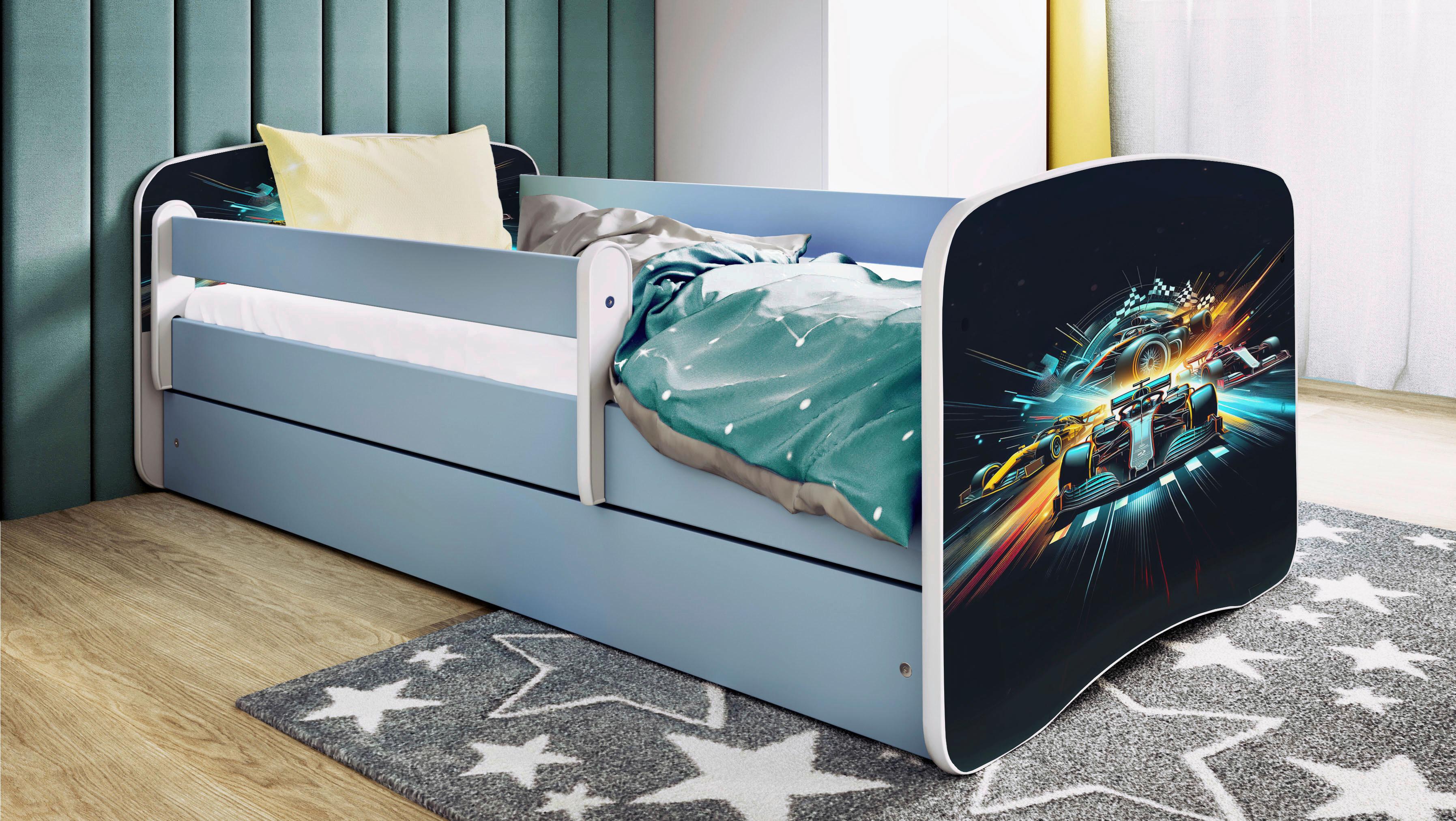 Kinder-/Juniorbett Babydreams Blau/Weiß B: 80cm - Blau/Birkefarben, MODERN, Holz/Holzwerkstoff (80/160cm) - MID.YOU
