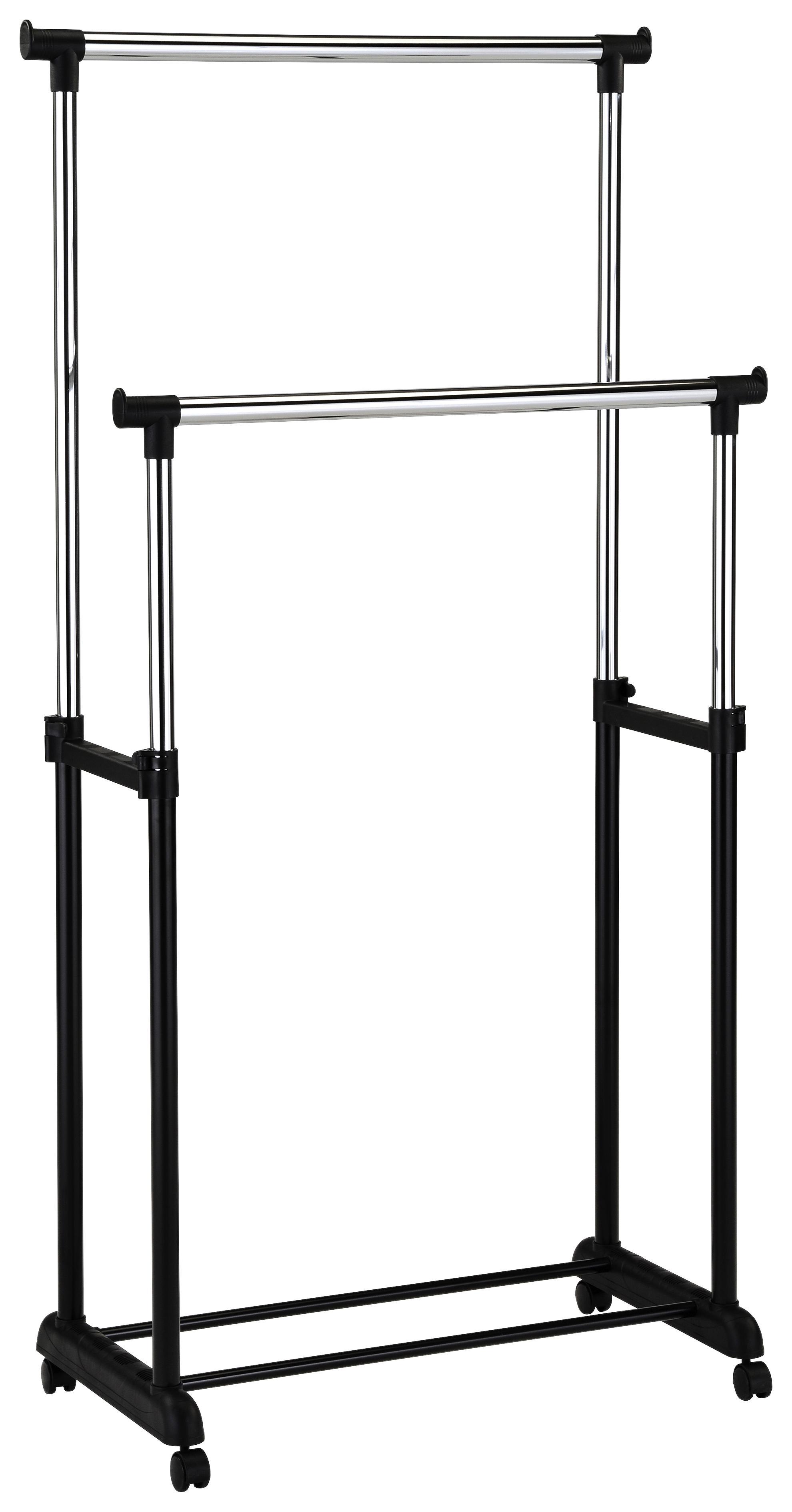 Gurulós Ruhaállvány Naomi 4 - Króm/Fekete, modern, Műanyag/Fém (84/94-168/44cm)