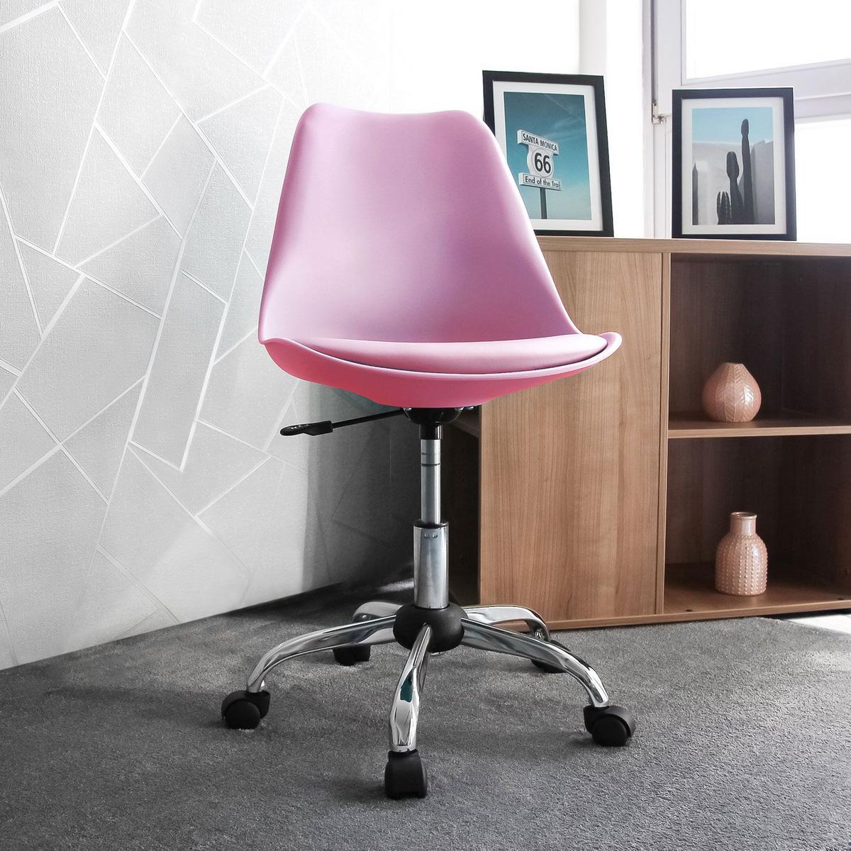 Drehstuhl Fancy pro Lederlook Pink bis 80kg - Pink, MODERN, Kunststoff/Textil (48/86/54cm) - MID.YOU