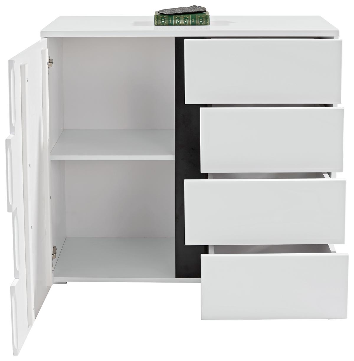 KOMODA SPLIT - čierna/biela, Modern, kompozitné drevo/plast (100/90/42cm)