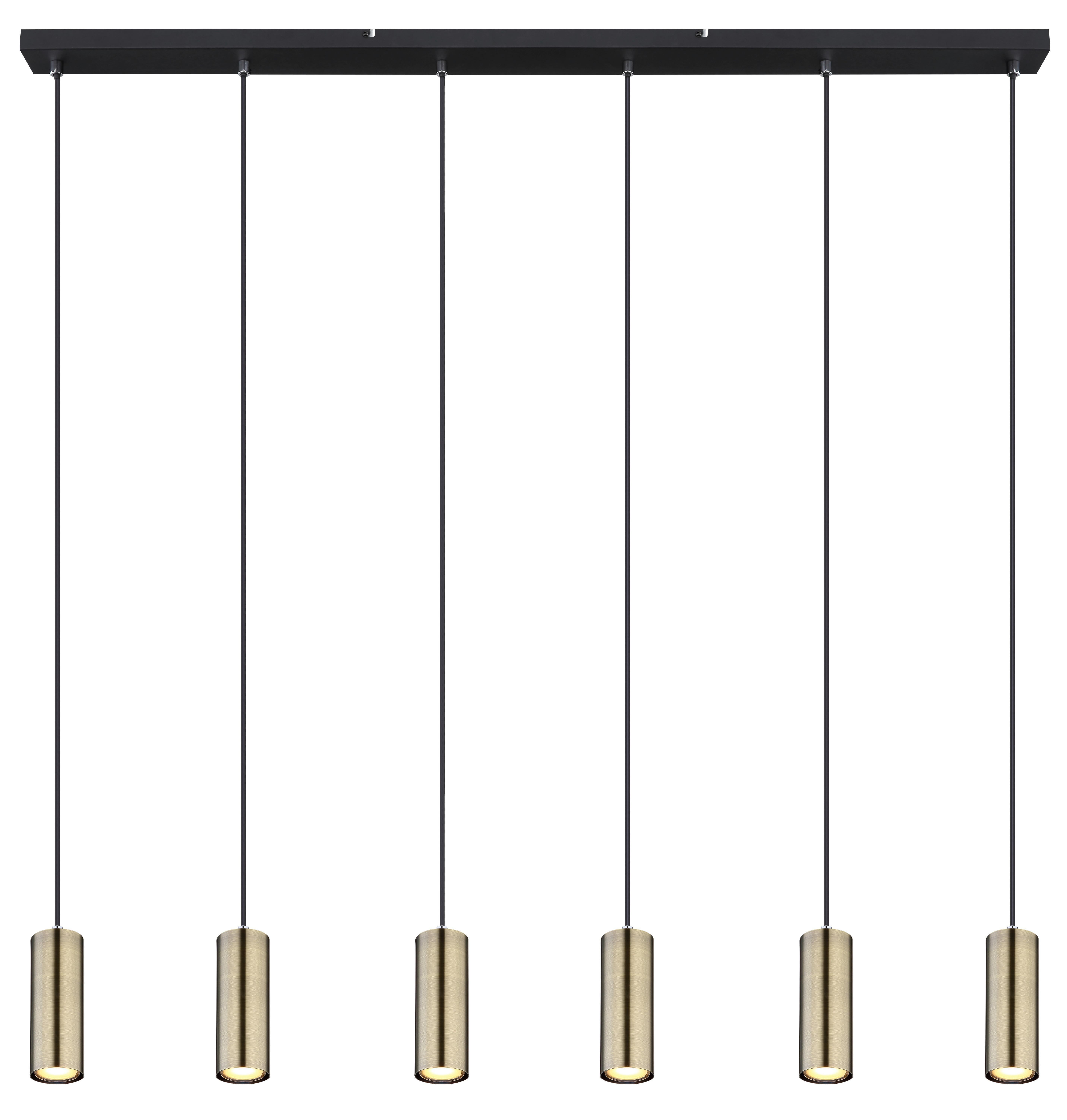 Hängeleuchte 57911-6hm - Messingfarben/Schwarz, Design, Metall (115/6/120cm) - Globo