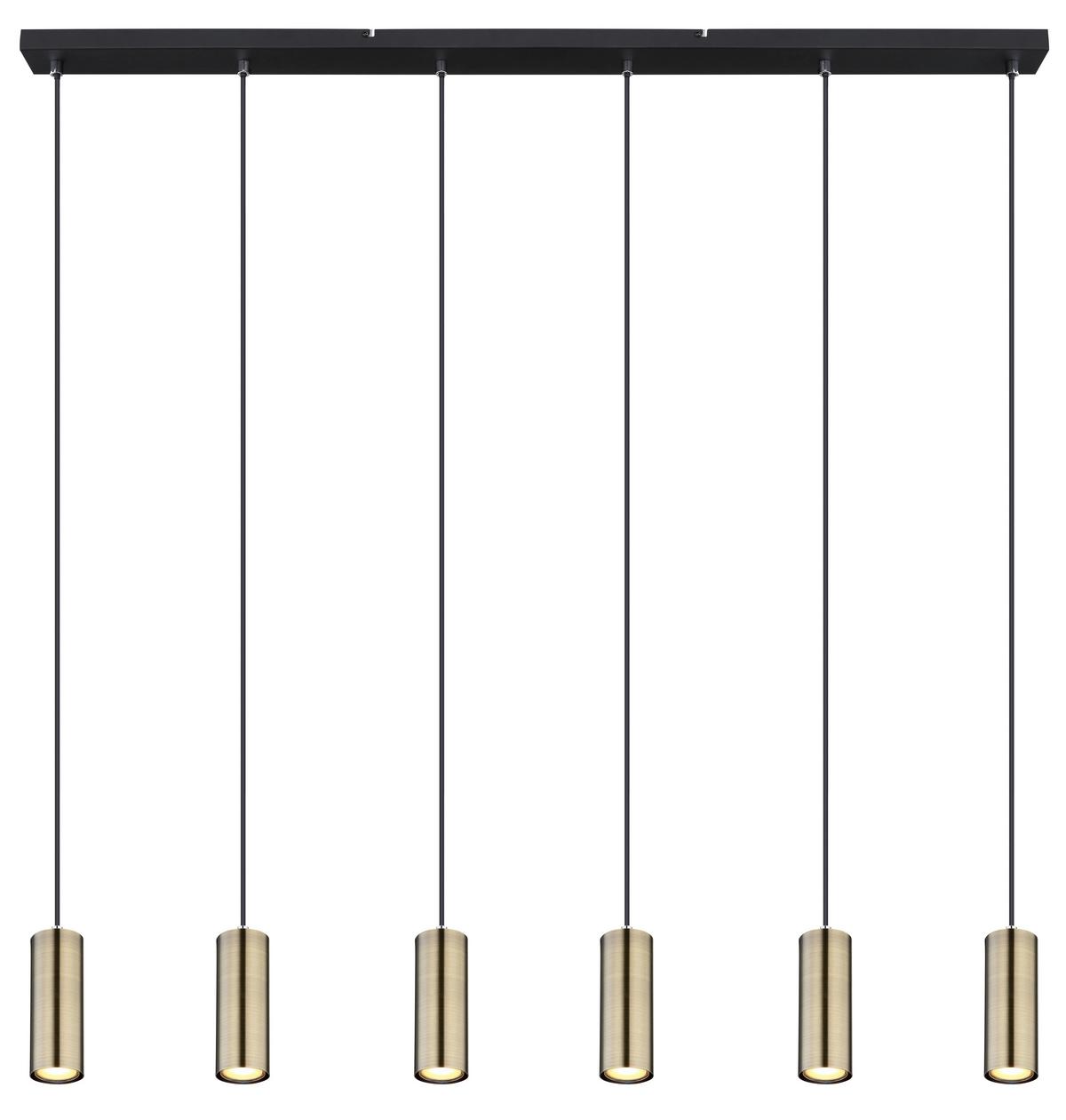 Hängeleuchte 57911-6hm - Messingfarben/Schwarz, Design, Metall (115/6/120cm) - Globo