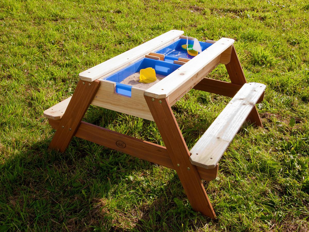 Sand- und Wassertisch A031.004.10 - Blau/Braun, KONVENTIONELL, Holz/Kunststoff (97,7/48,7/95cm) - Ambia Garden